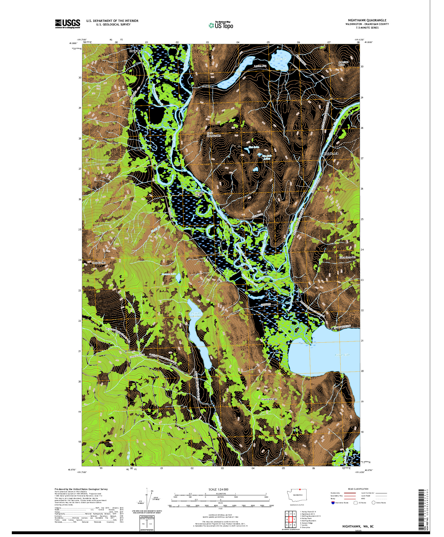 USGS US TOPO 7.5-MINUTE MAP FOR NIGHTHAWK, WA,BC 2020