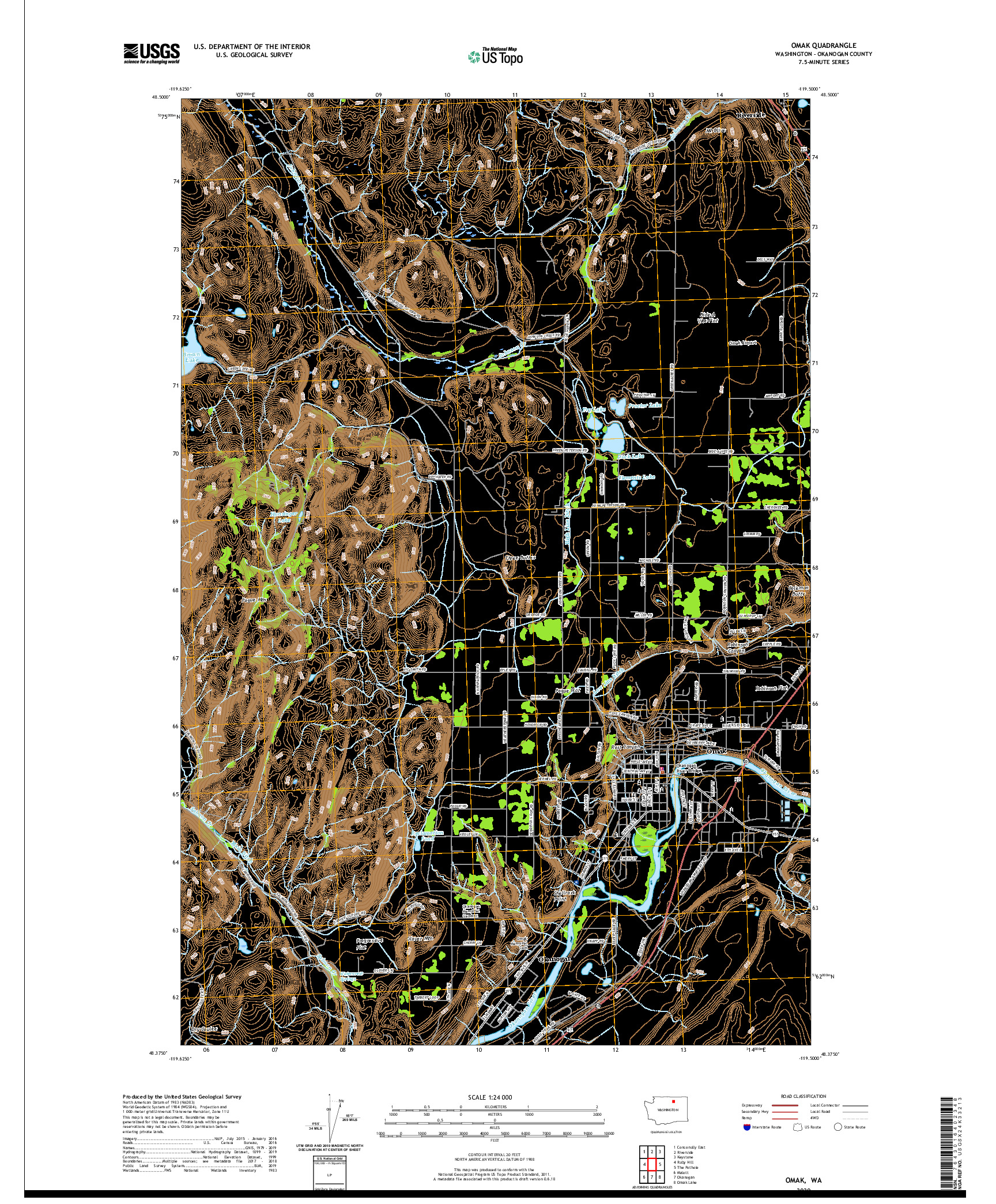 USGS US TOPO 7.5-MINUTE MAP FOR OMAK, WA 2020