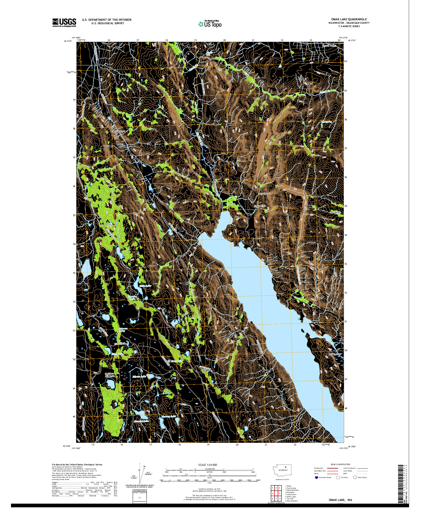 USGS US TOPO 7.5-MINUTE MAP FOR OMAK LAKE, WA 2020