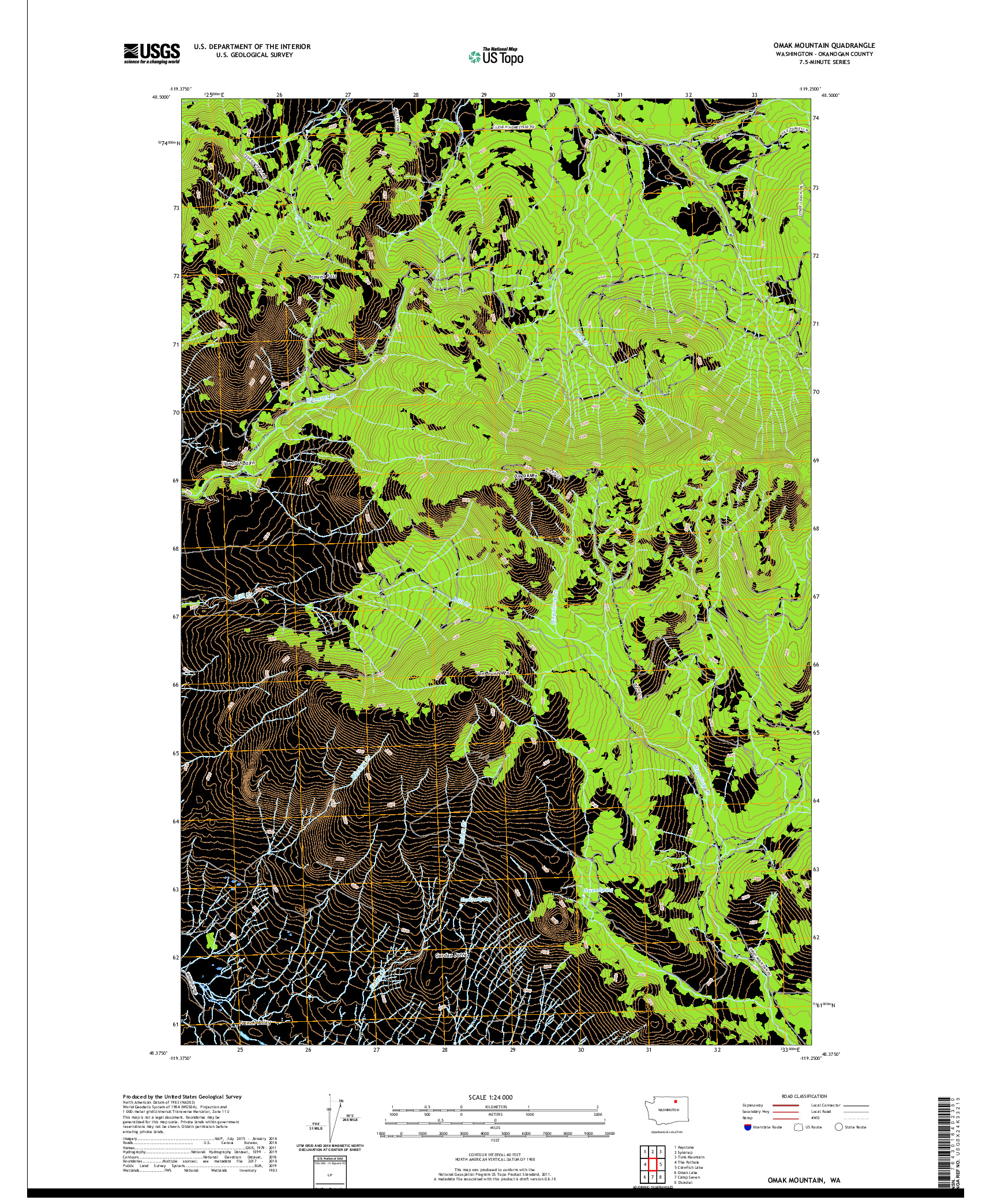 USGS US TOPO 7.5-MINUTE MAP FOR OMAK MOUNTAIN, WA 2020