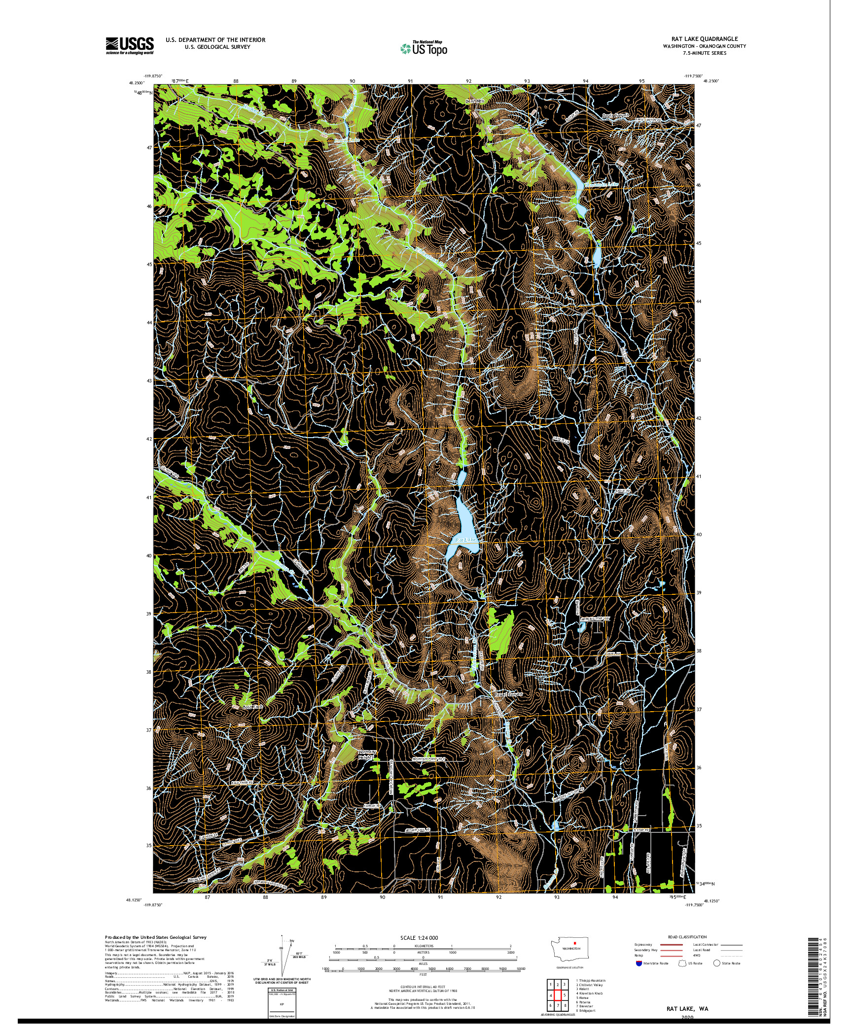 USGS US TOPO 7.5-MINUTE MAP FOR RAT LAKE, WA 2020