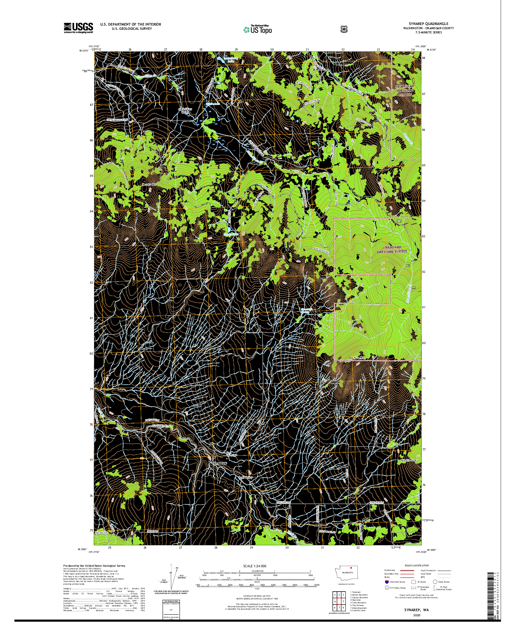 USGS US TOPO 7.5-MINUTE MAP FOR SYNAREP, WA 2020