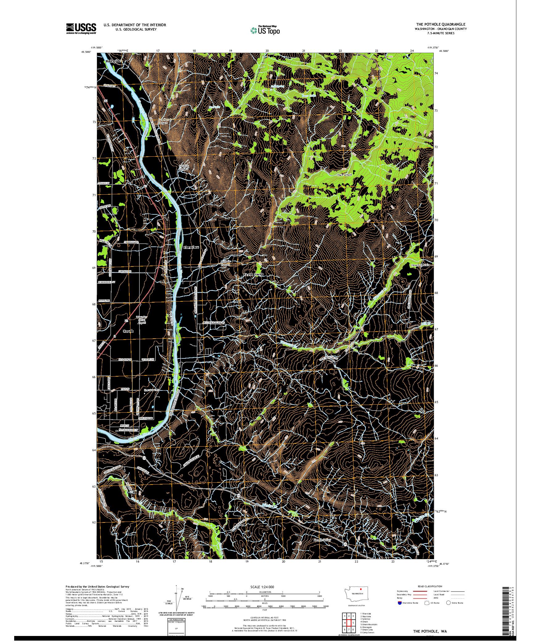 USGS US TOPO 7.5-MINUTE MAP FOR THE POTHOLE, WA 2020
