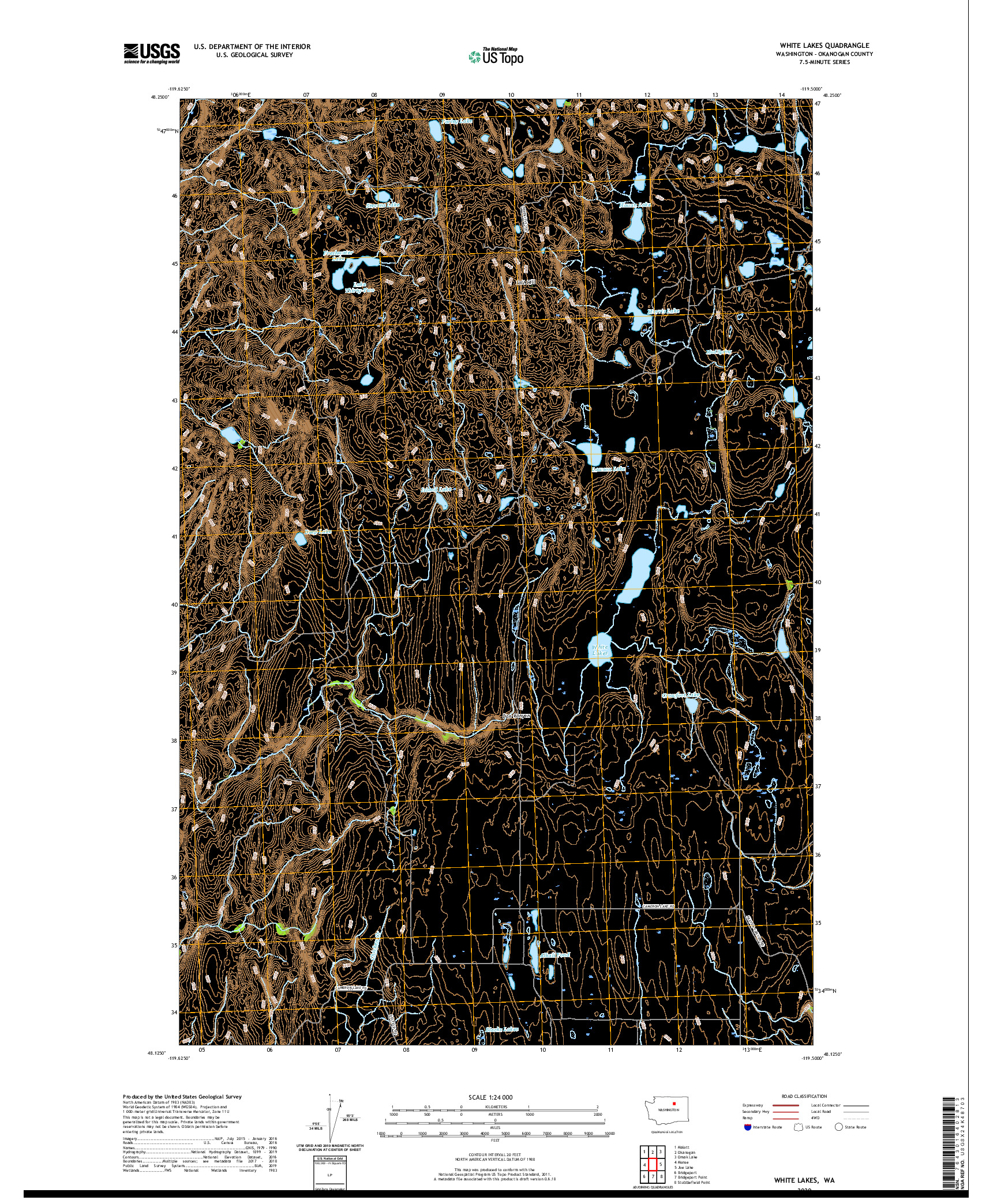 USGS US TOPO 7.5-MINUTE MAP FOR WHITE LAKES, WA 2020