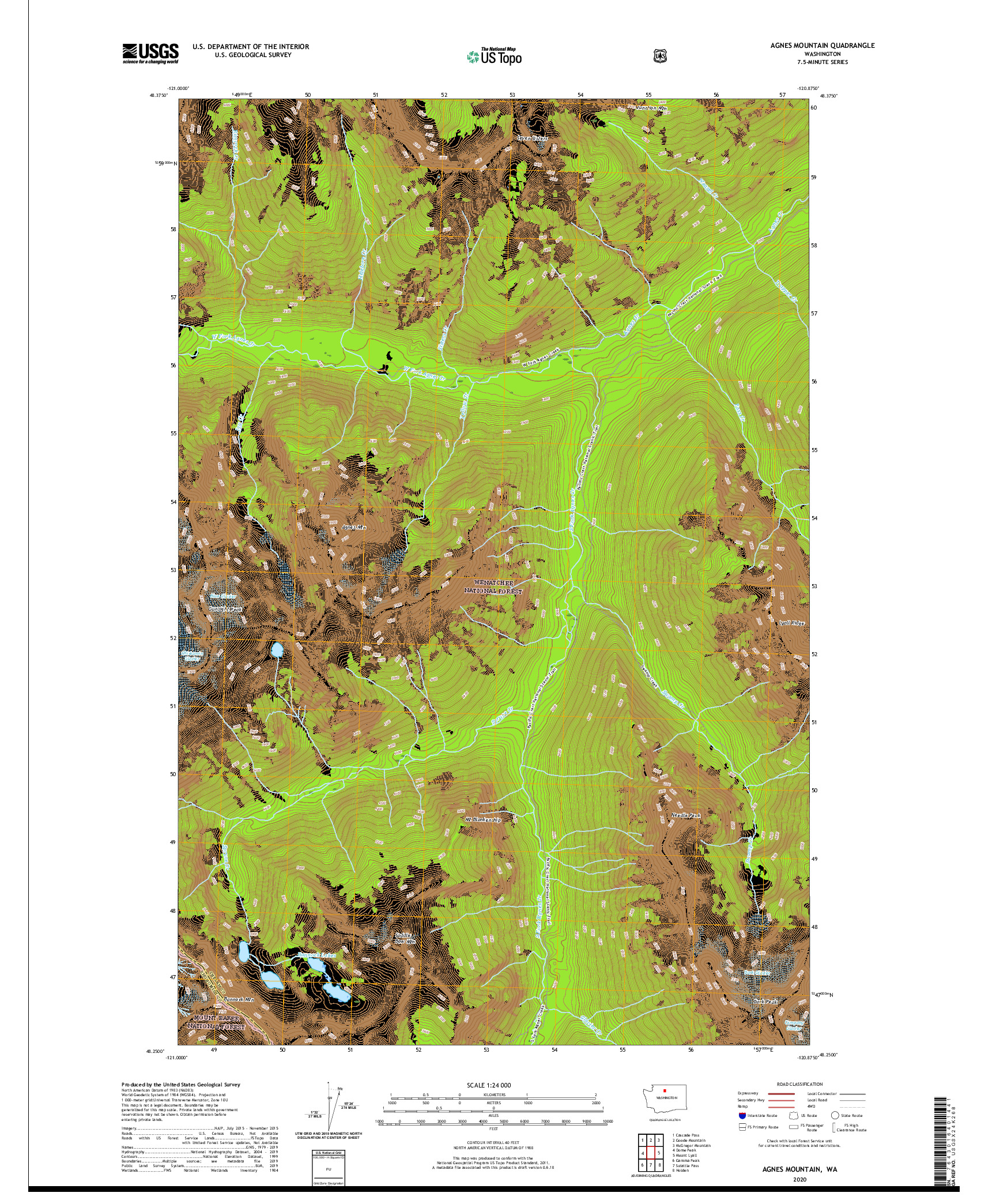 USGS US TOPO 7.5-MINUTE MAP FOR AGNES MOUNTAIN, WA 2020