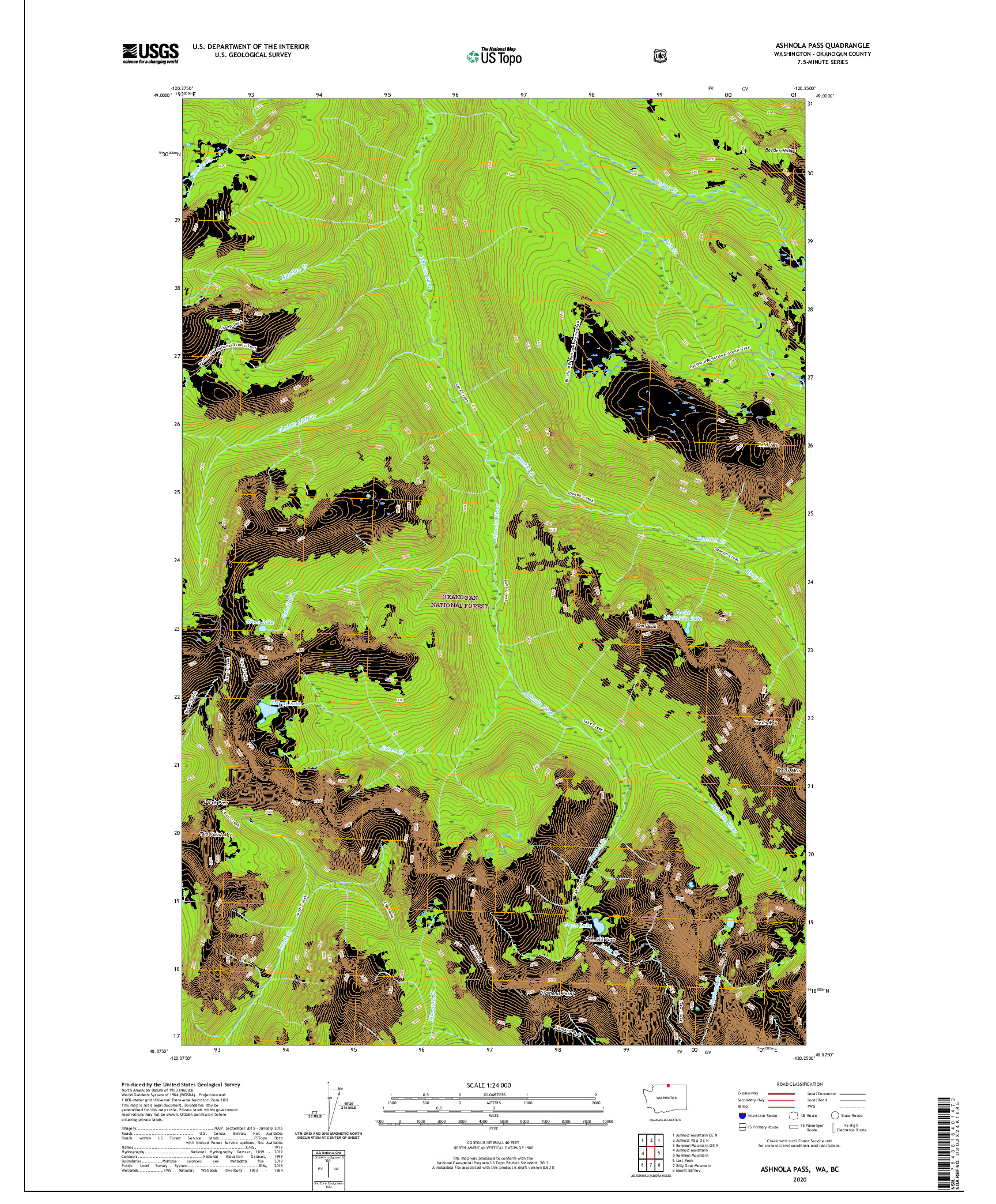 USGS US TOPO 7.5-MINUTE MAP FOR ASHNOLA PASS, WA,BC 2020