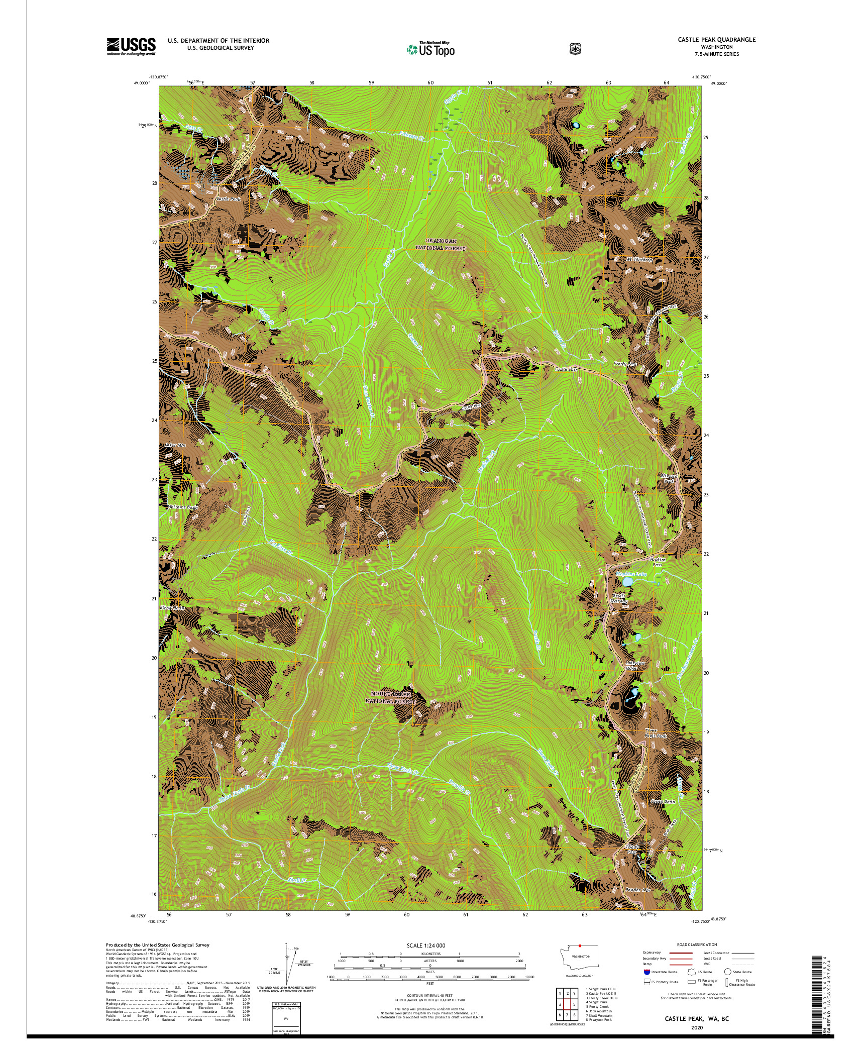 USGS US TOPO 7.5-MINUTE MAP FOR CASTLE PEAK, WA,BC 2020