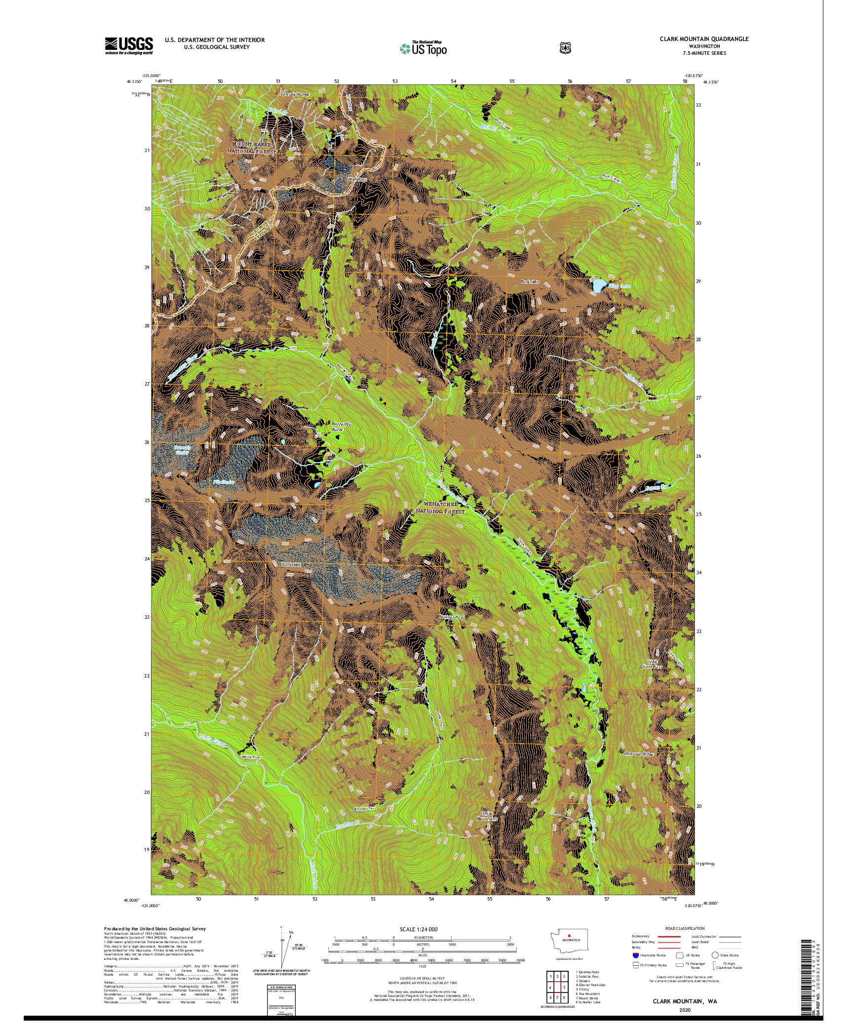 USGS US TOPO 7.5-MINUTE MAP FOR CLARK MOUNTAIN, WA 2020