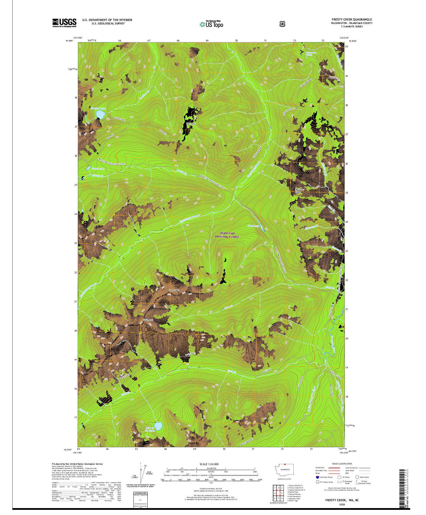 USGS US TOPO 7.5-MINUTE MAP FOR FROSTY CREEK, WA,BC 2020