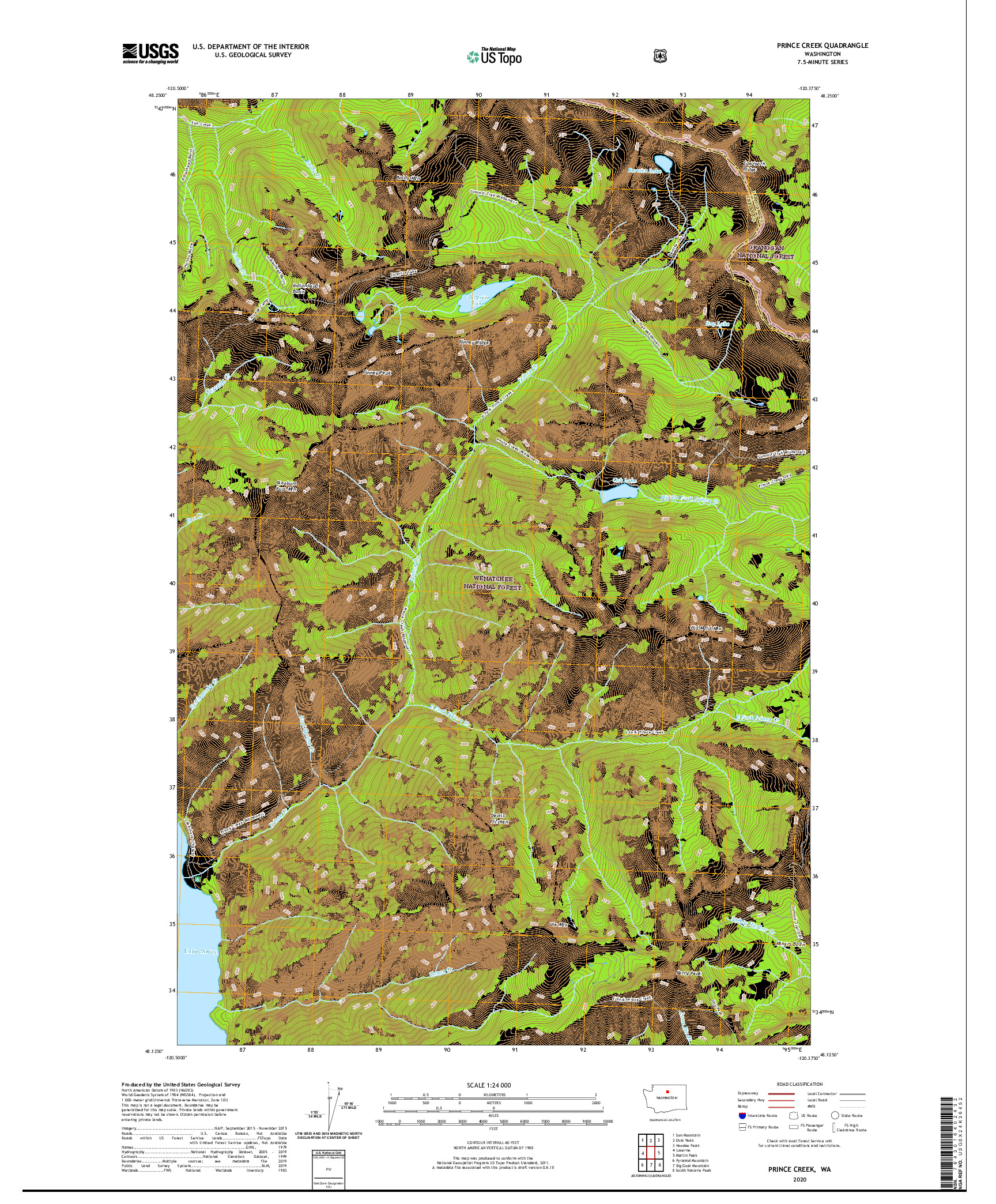 USGS US TOPO 7.5-MINUTE MAP FOR PRINCE CREEK, WA 2020