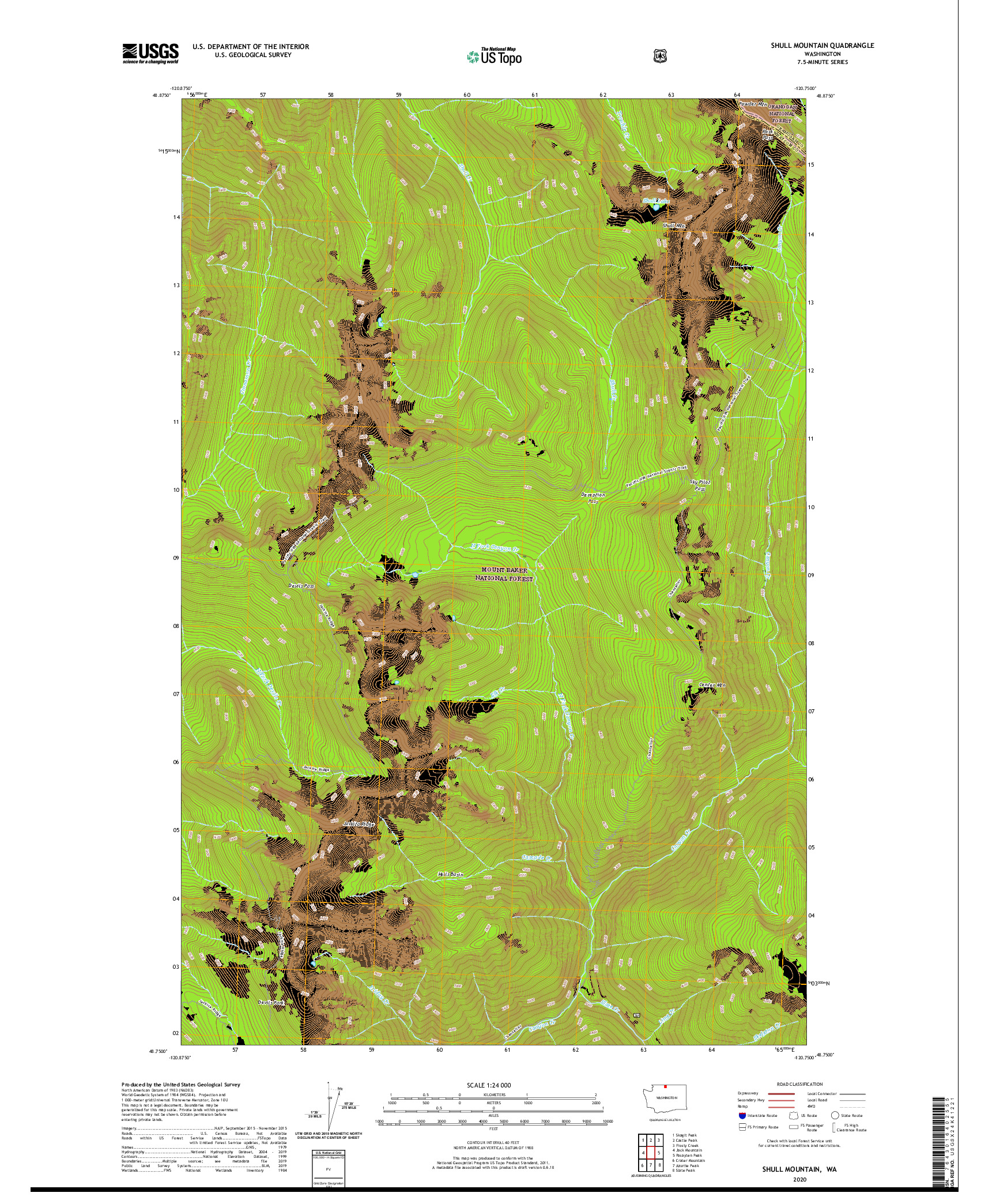 USGS US TOPO 7.5-MINUTE MAP FOR SHULL MOUNTAIN, WA 2020