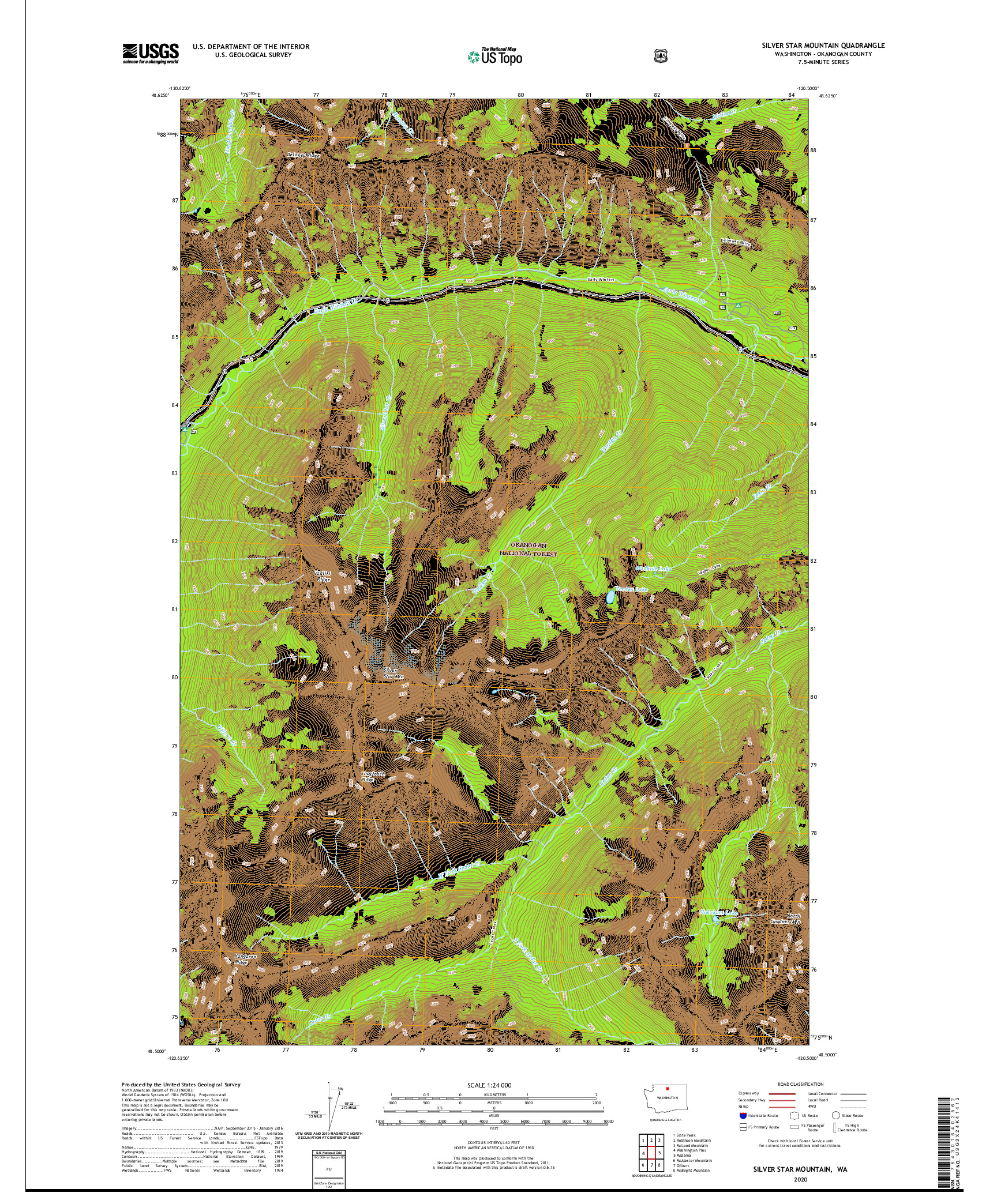 USGS US TOPO 7.5-MINUTE MAP FOR SILVER STAR MOUNTAIN, WA 2020