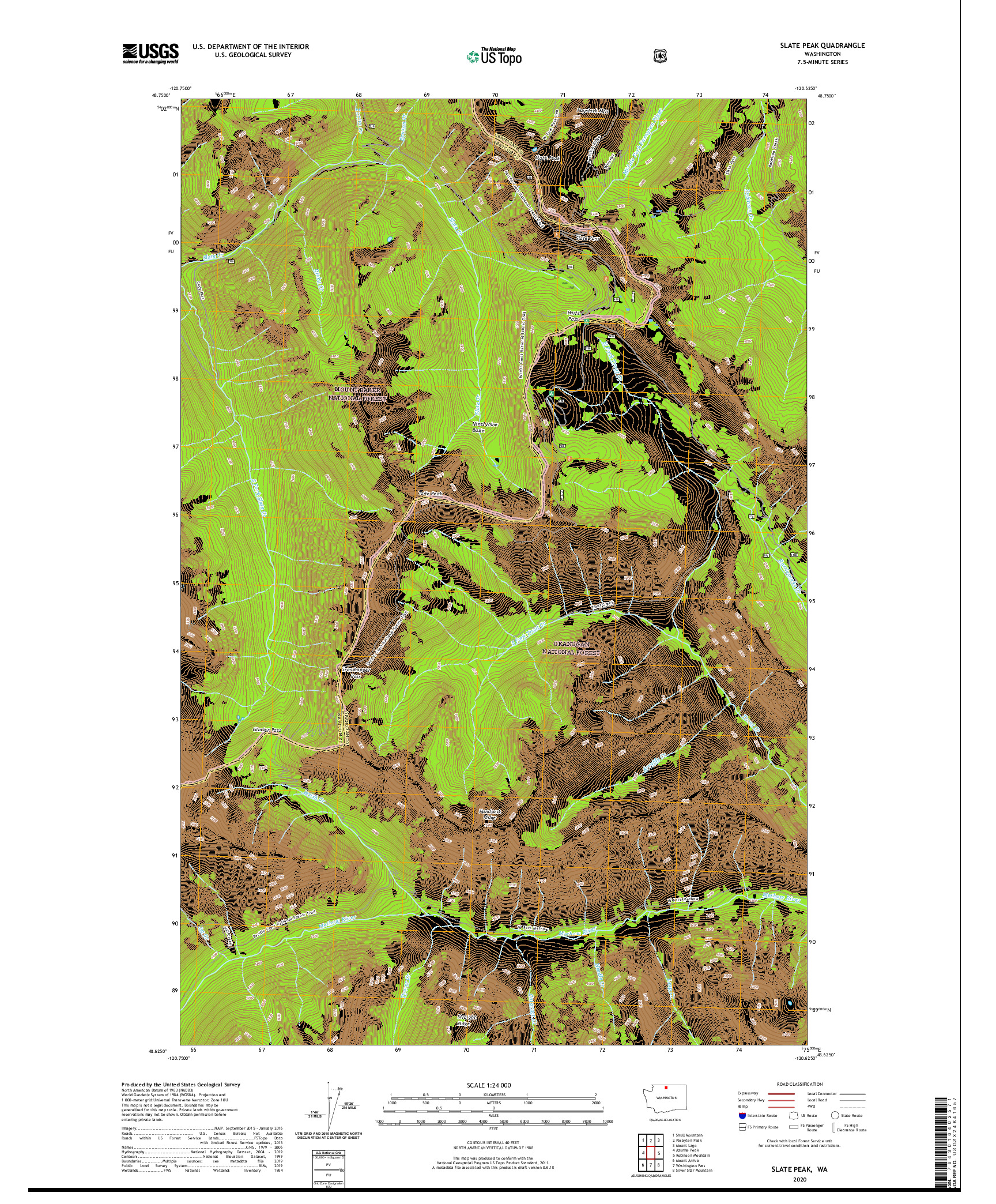 USGS US TOPO 7.5-MINUTE MAP FOR SLATE PEAK, WA 2020