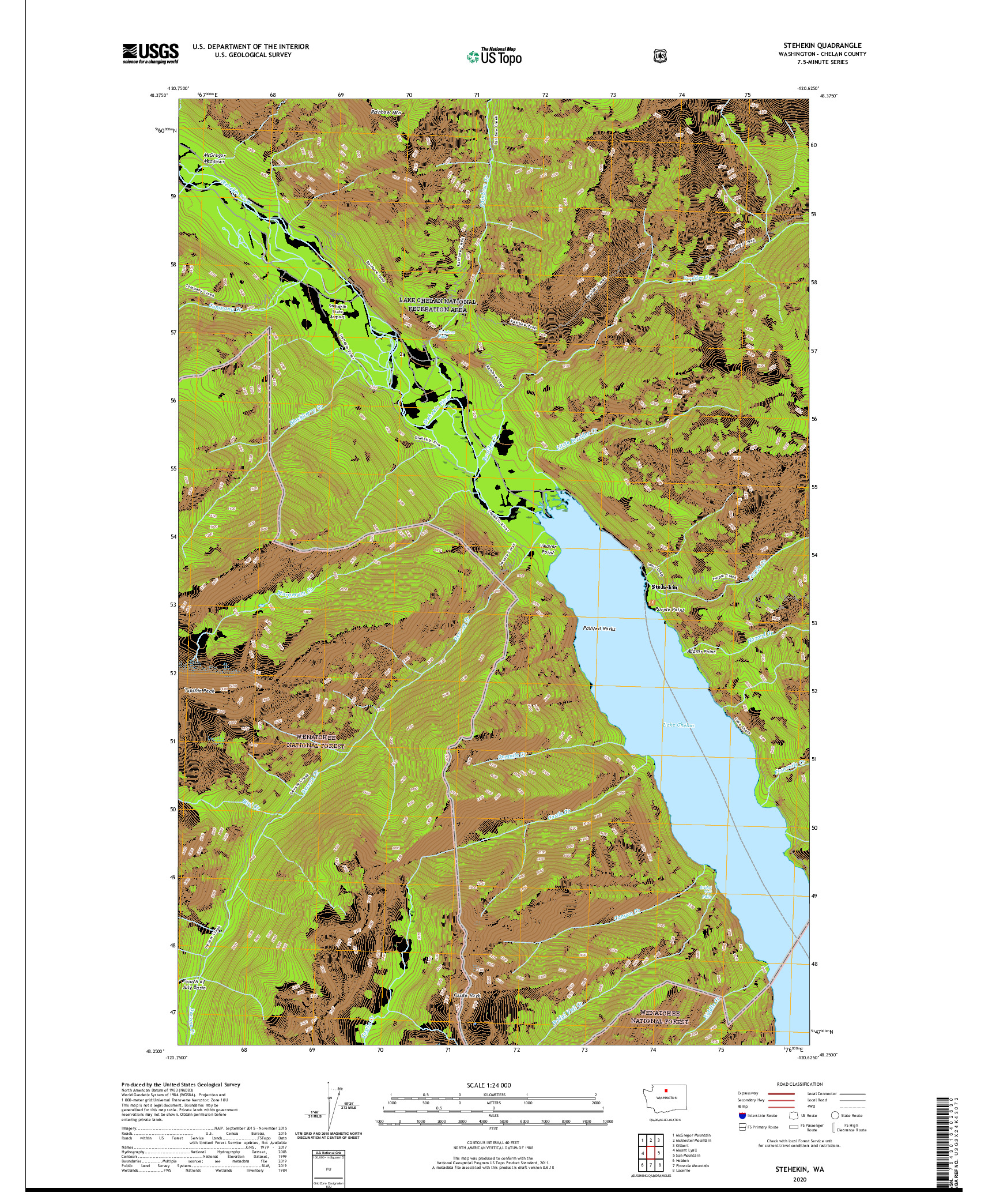 USGS US TOPO 7.5-MINUTE MAP FOR STEHEKIN, WA 2020