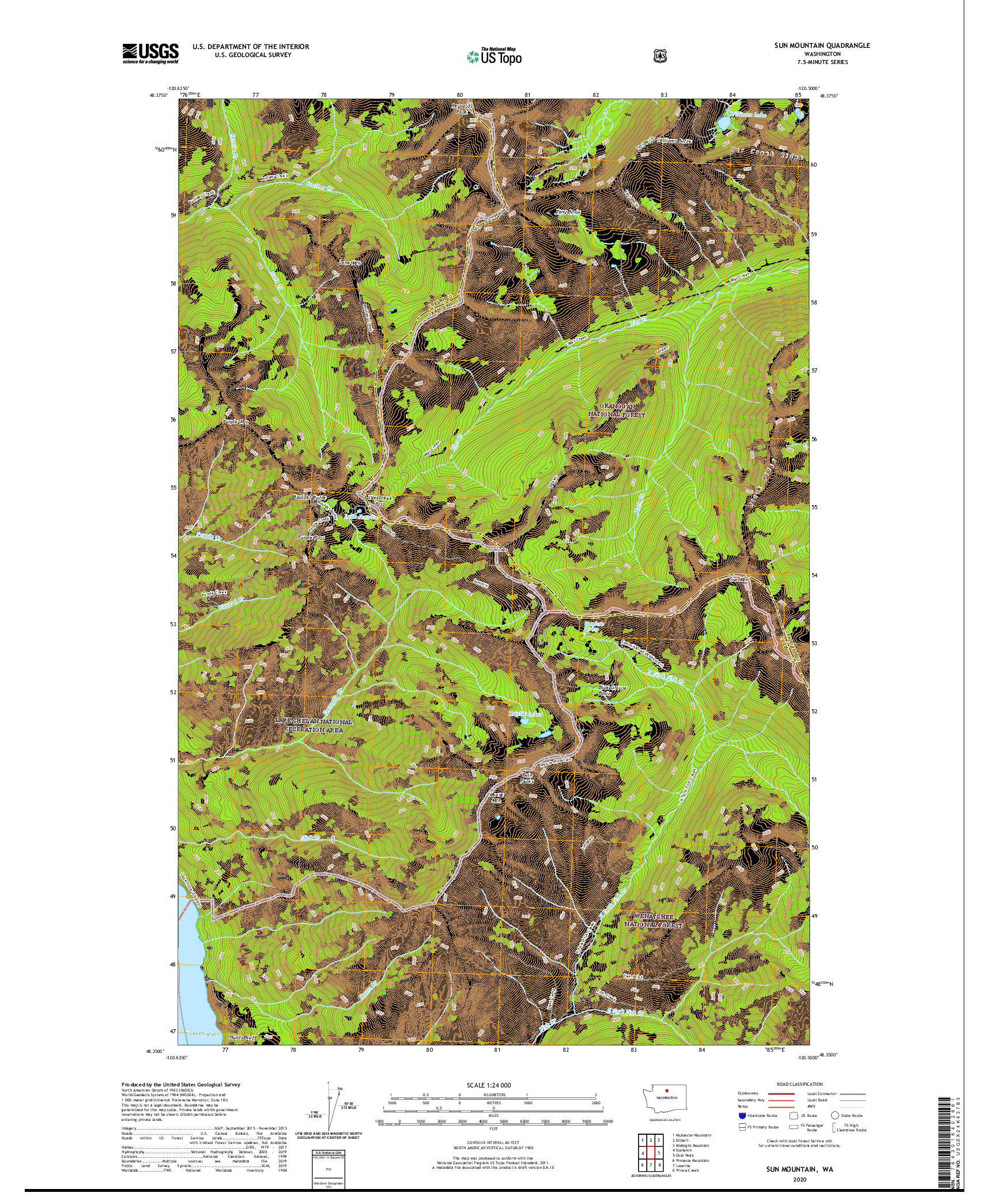 USGS US TOPO 7.5-MINUTE MAP FOR SUN MOUNTAIN, WA 2020