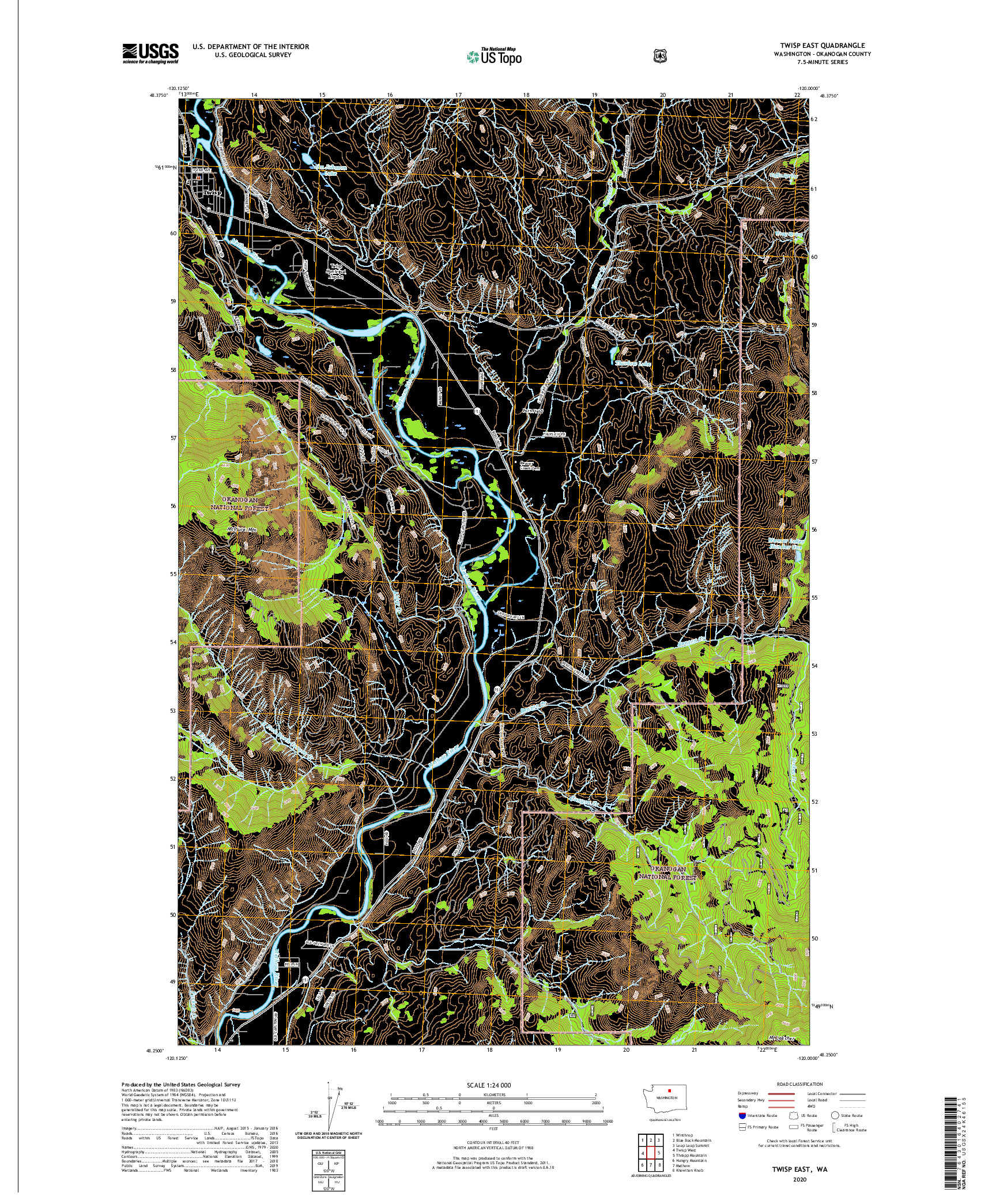 USGS US TOPO 7.5-MINUTE MAP FOR TWISP EAST, WA 2020