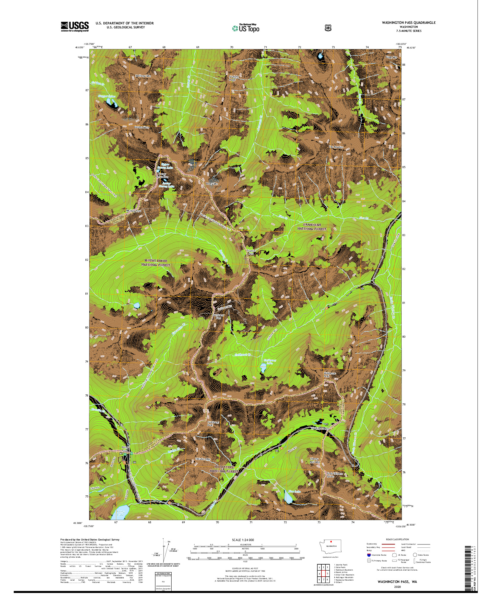 USGS US TOPO 7.5-MINUTE MAP FOR WASHINGTON PASS, WA 2020