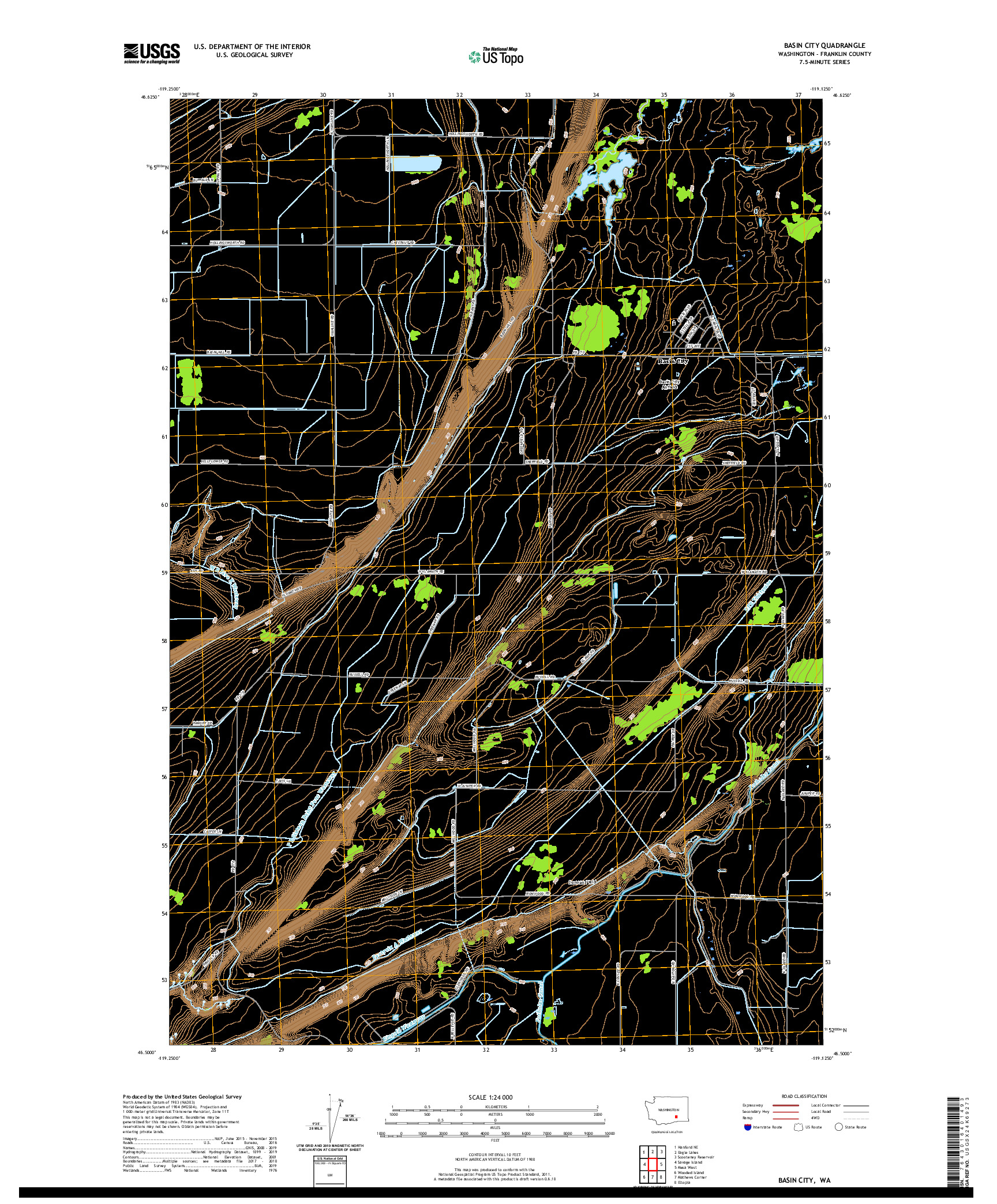 USGS US TOPO 7.5-MINUTE MAP FOR BASIN CITY, WA 2020