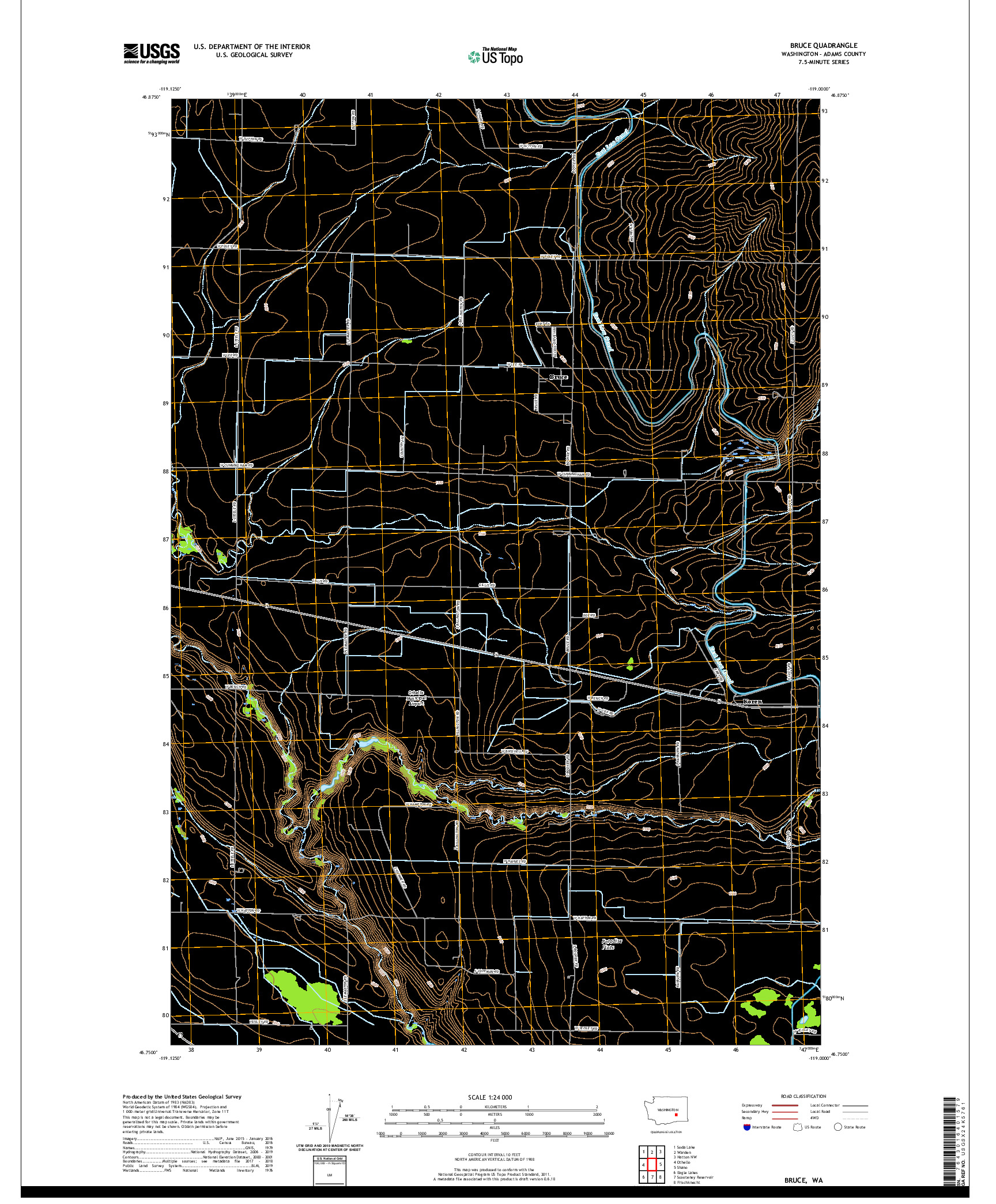 USGS US TOPO 7.5-MINUTE MAP FOR BRUCE, WA 2020