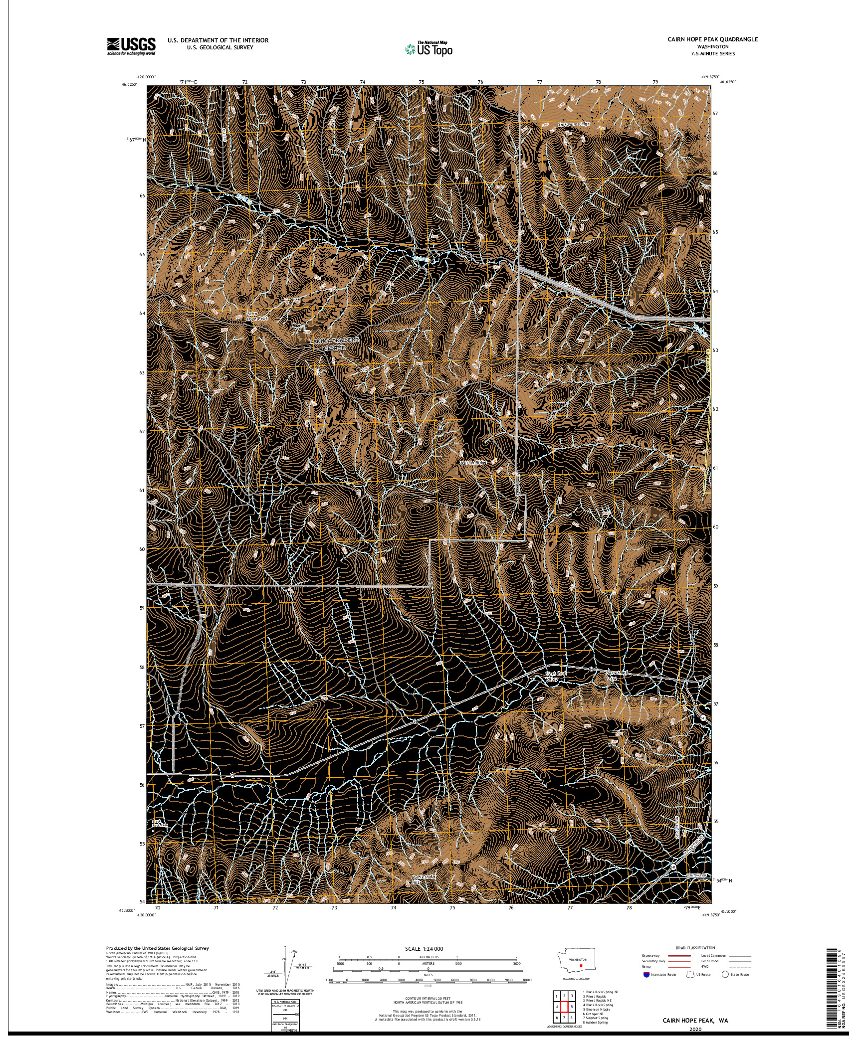 USGS US TOPO 7.5-MINUTE MAP FOR CAIRN HOPE PEAK, WA 2020