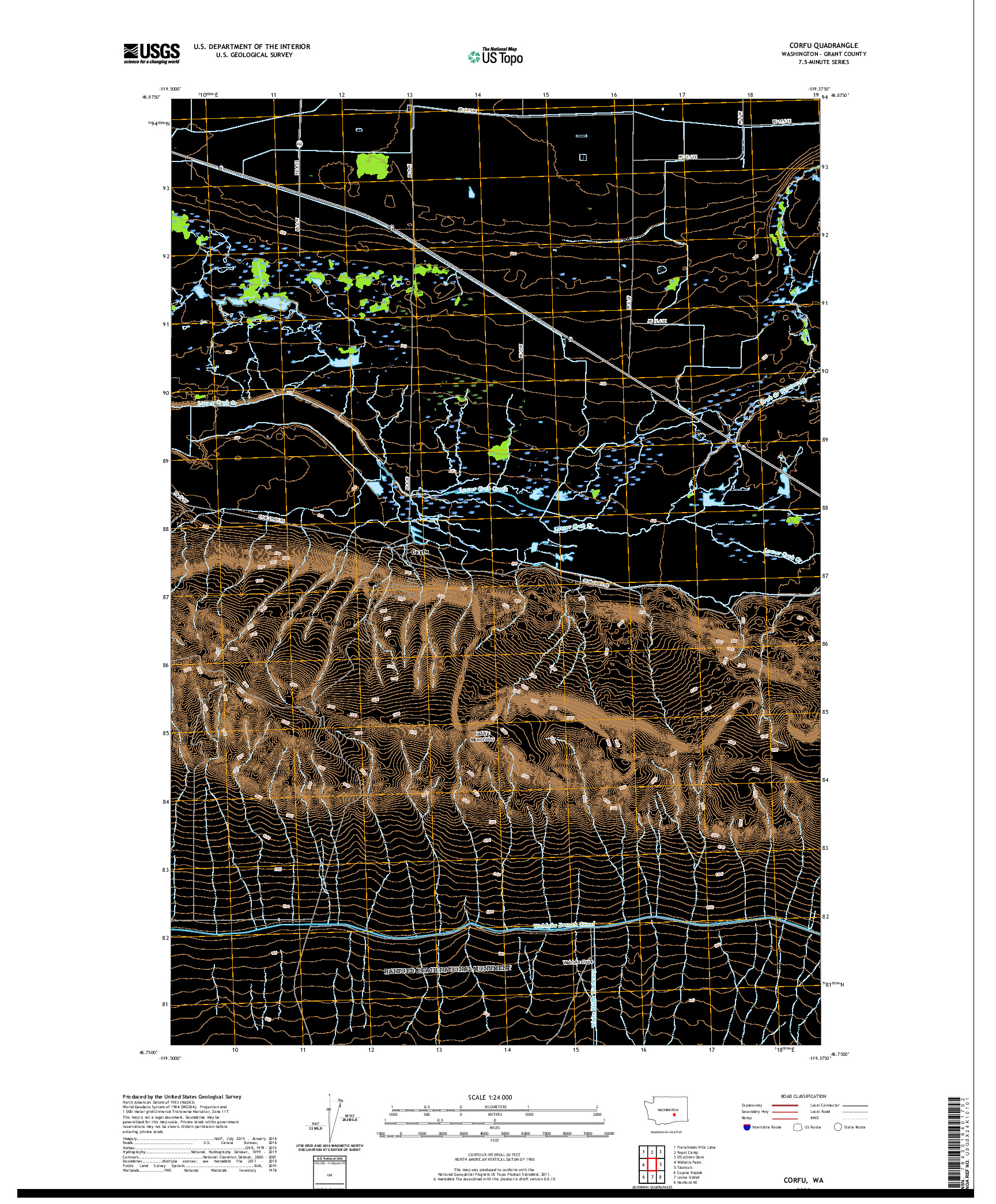 USGS US TOPO 7.5-MINUTE MAP FOR CORFU, WA 2020