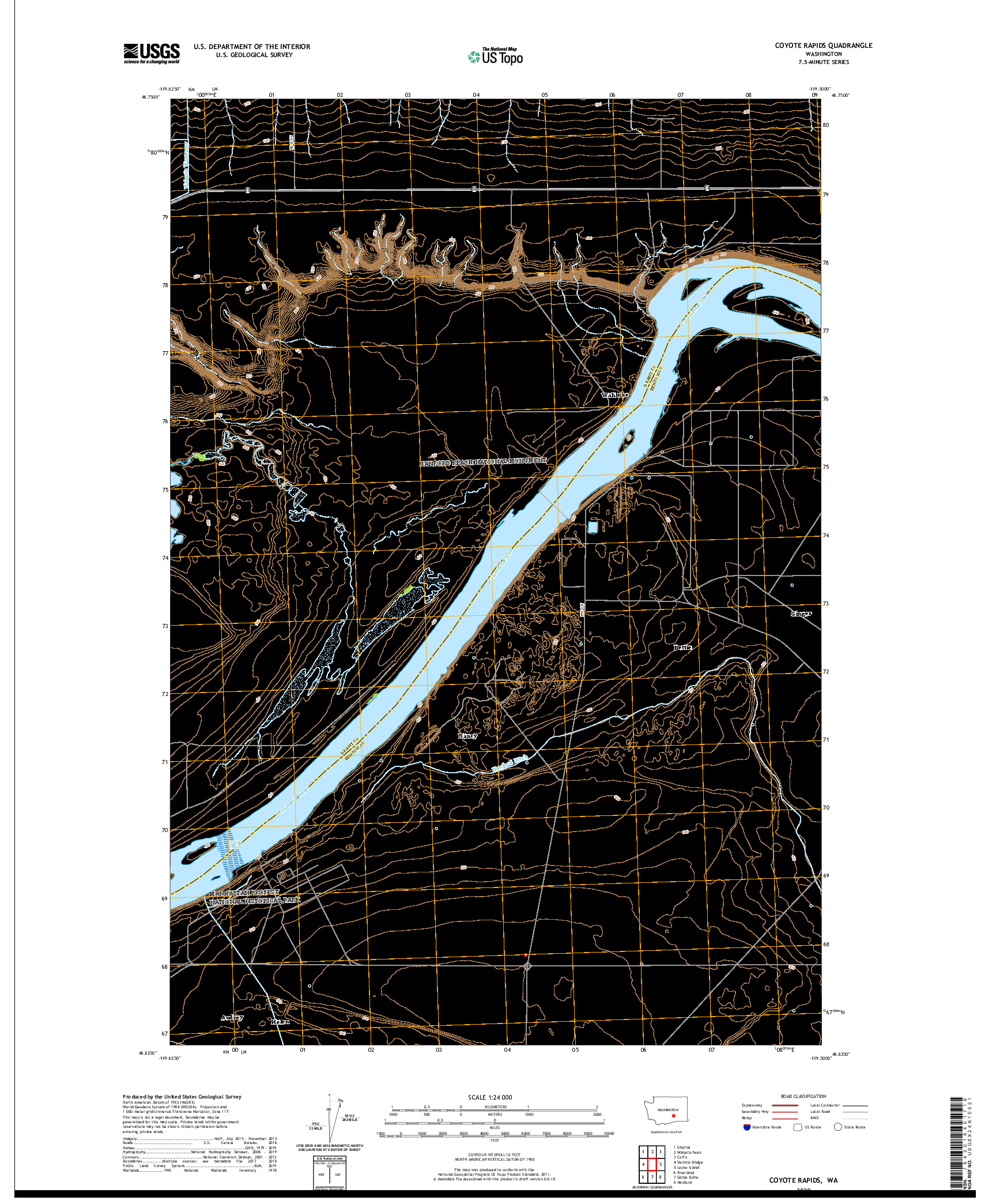 USGS US TOPO 7.5-MINUTE MAP FOR COYOTE RAPIDS, WA 2020