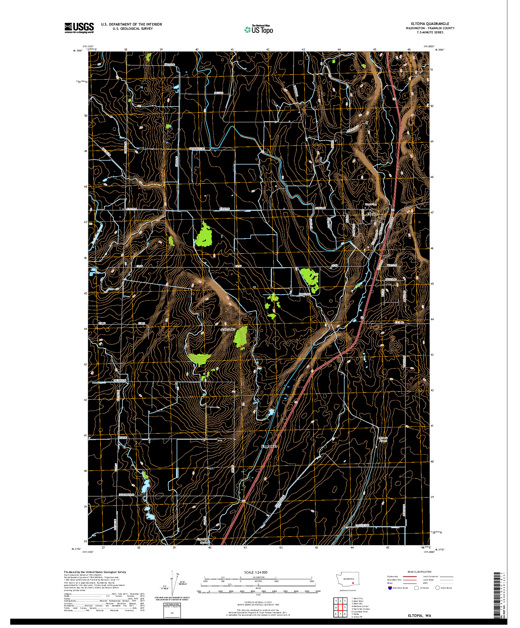 USGS US TOPO 7.5-MINUTE MAP FOR ELTOPIA, WA 2020