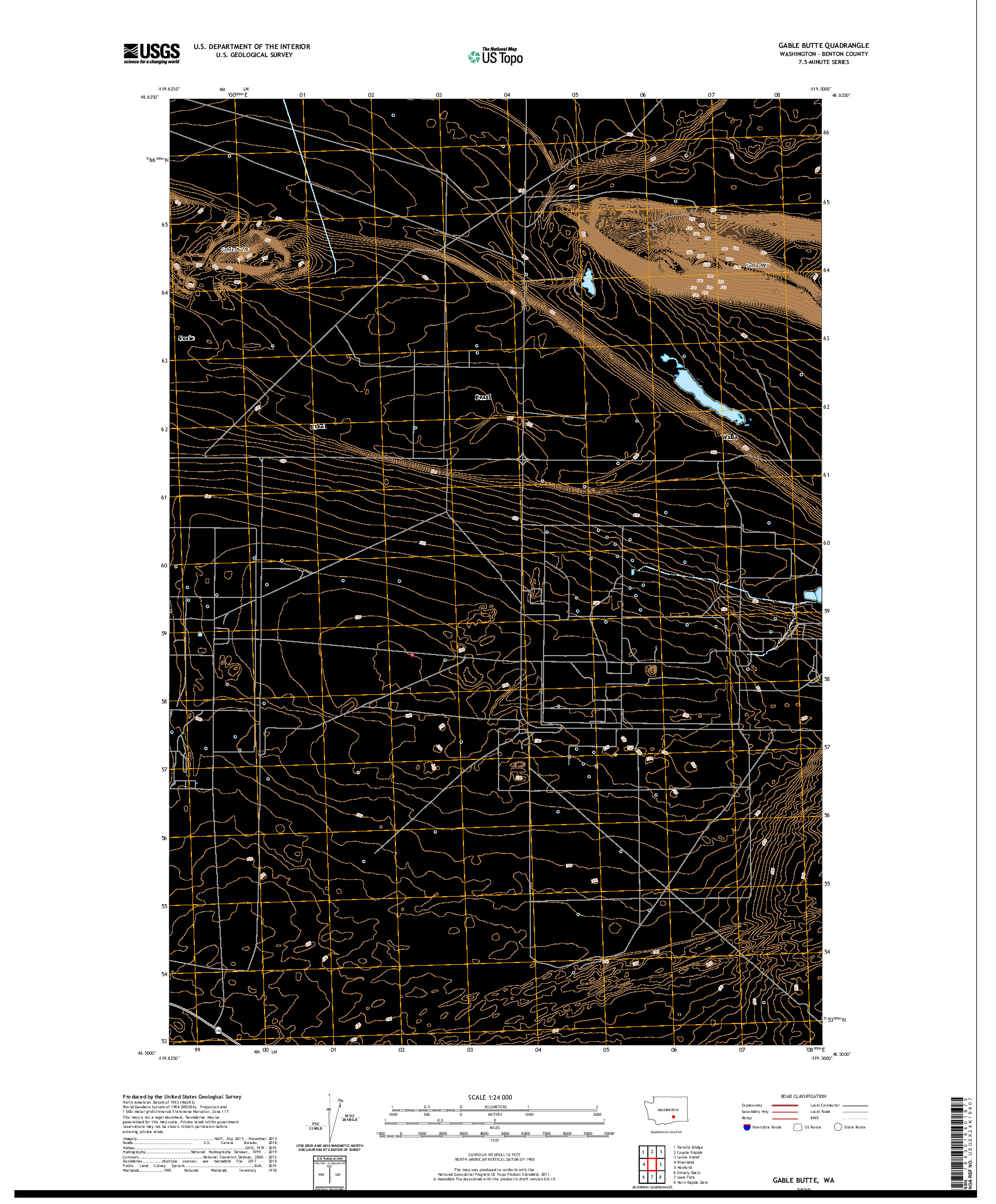 USGS US TOPO 7.5-MINUTE MAP FOR GABLE BUTTE, WA 2020