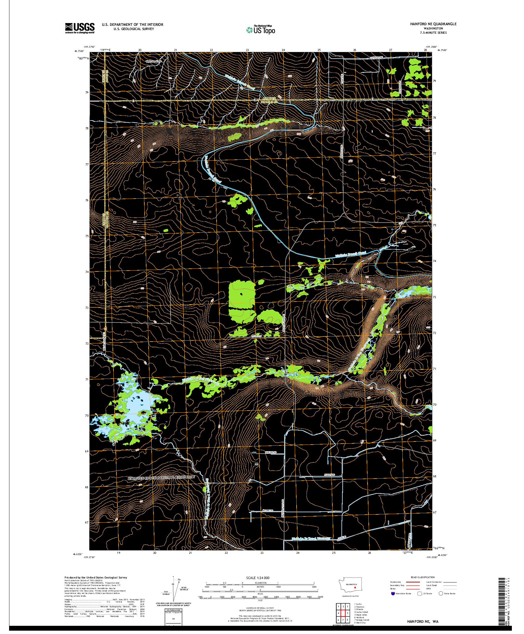 USGS US TOPO 7.5-MINUTE MAP FOR HANFORD NE, WA 2020