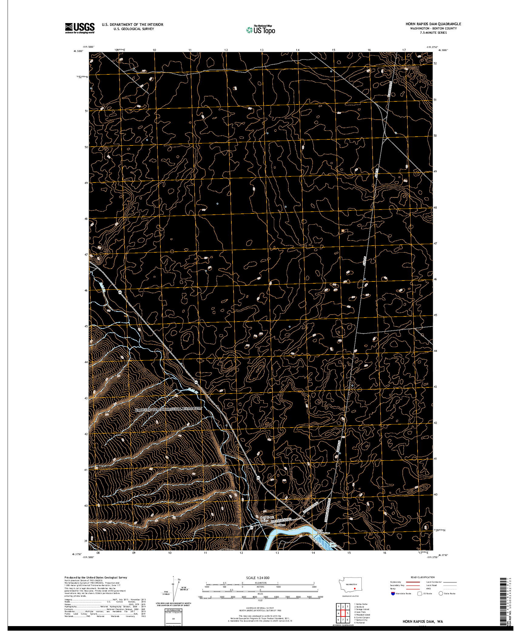 USGS US TOPO 7.5-MINUTE MAP FOR HORN RAPIDS DAM, WA 2020