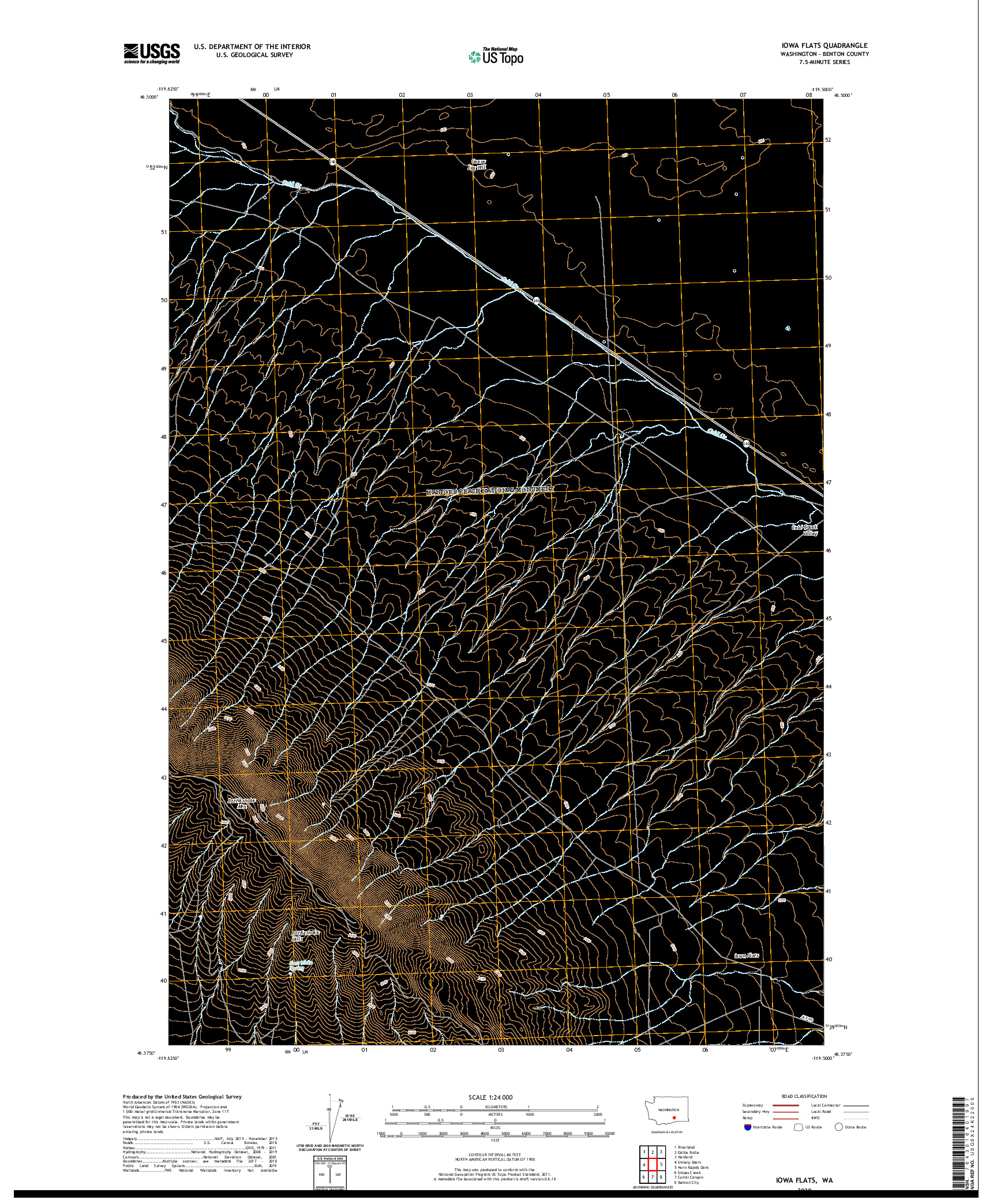 USGS US TOPO 7.5-MINUTE MAP FOR IOWA FLATS, WA 2020