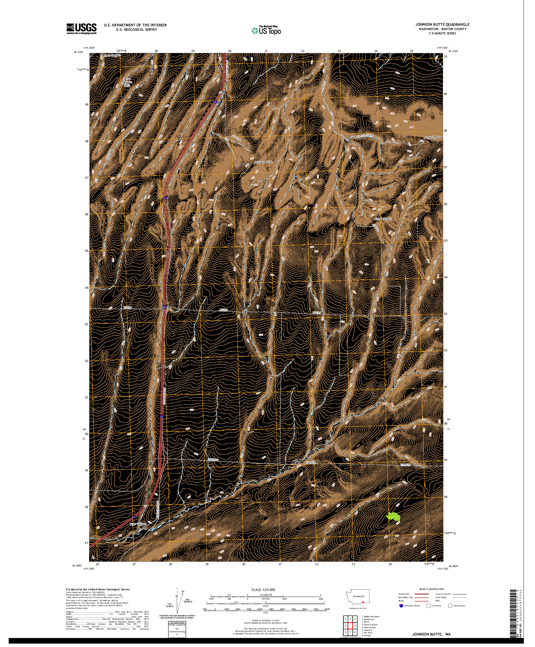 USGS US TOPO 7.5-MINUTE MAP FOR JOHNSON BUTTE, WA 2020