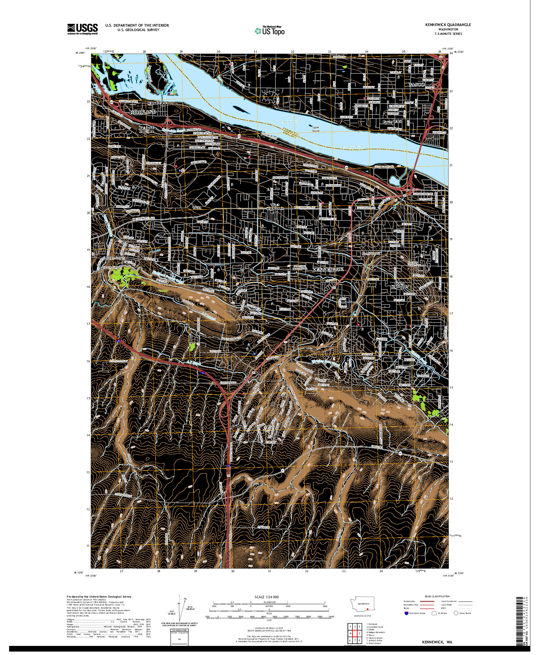 USGS US TOPO 7.5-MINUTE MAP FOR KENNEWICK, WA 2020