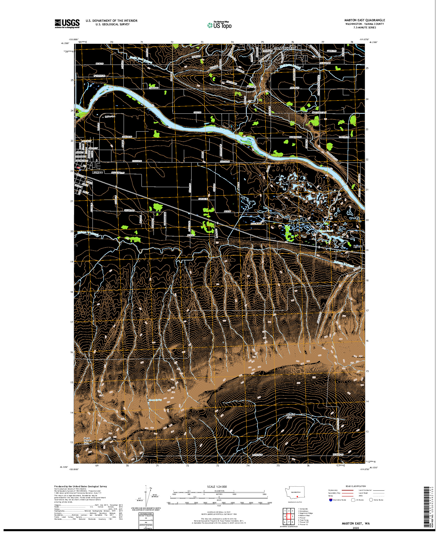 USGS US TOPO 7.5-MINUTE MAP FOR MABTON EAST, WA 2020