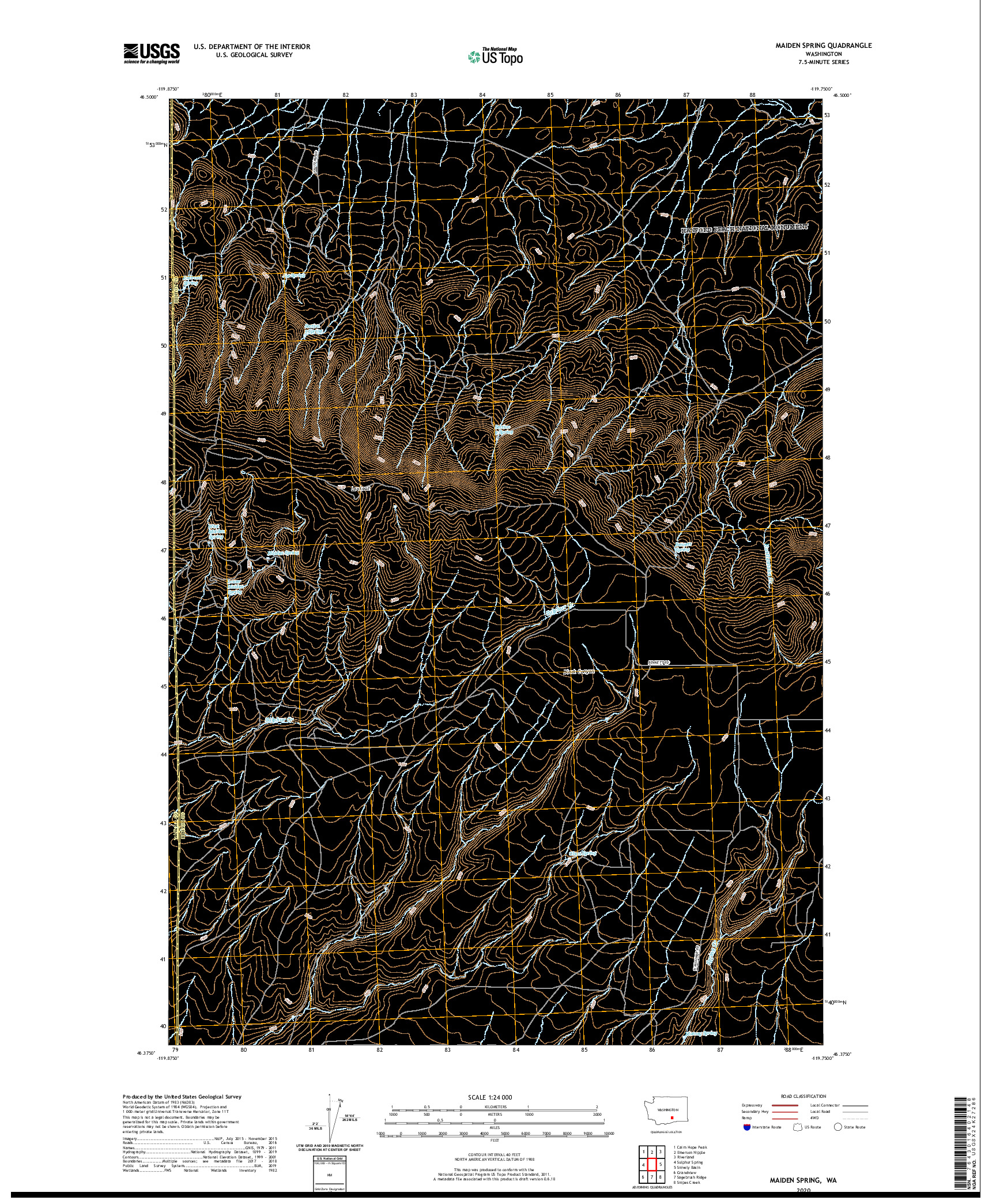 USGS US TOPO 7.5-MINUTE MAP FOR MAIDEN SPRING, WA 2020