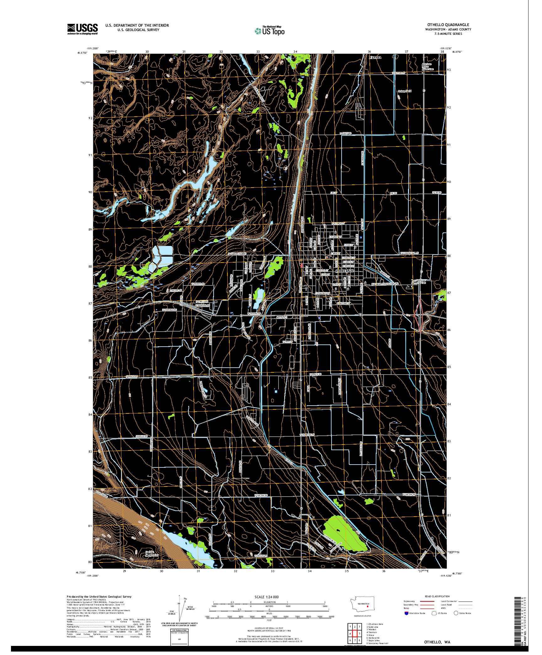 USGS US TOPO 7.5-MINUTE MAP FOR OTHELLO, WA 2020