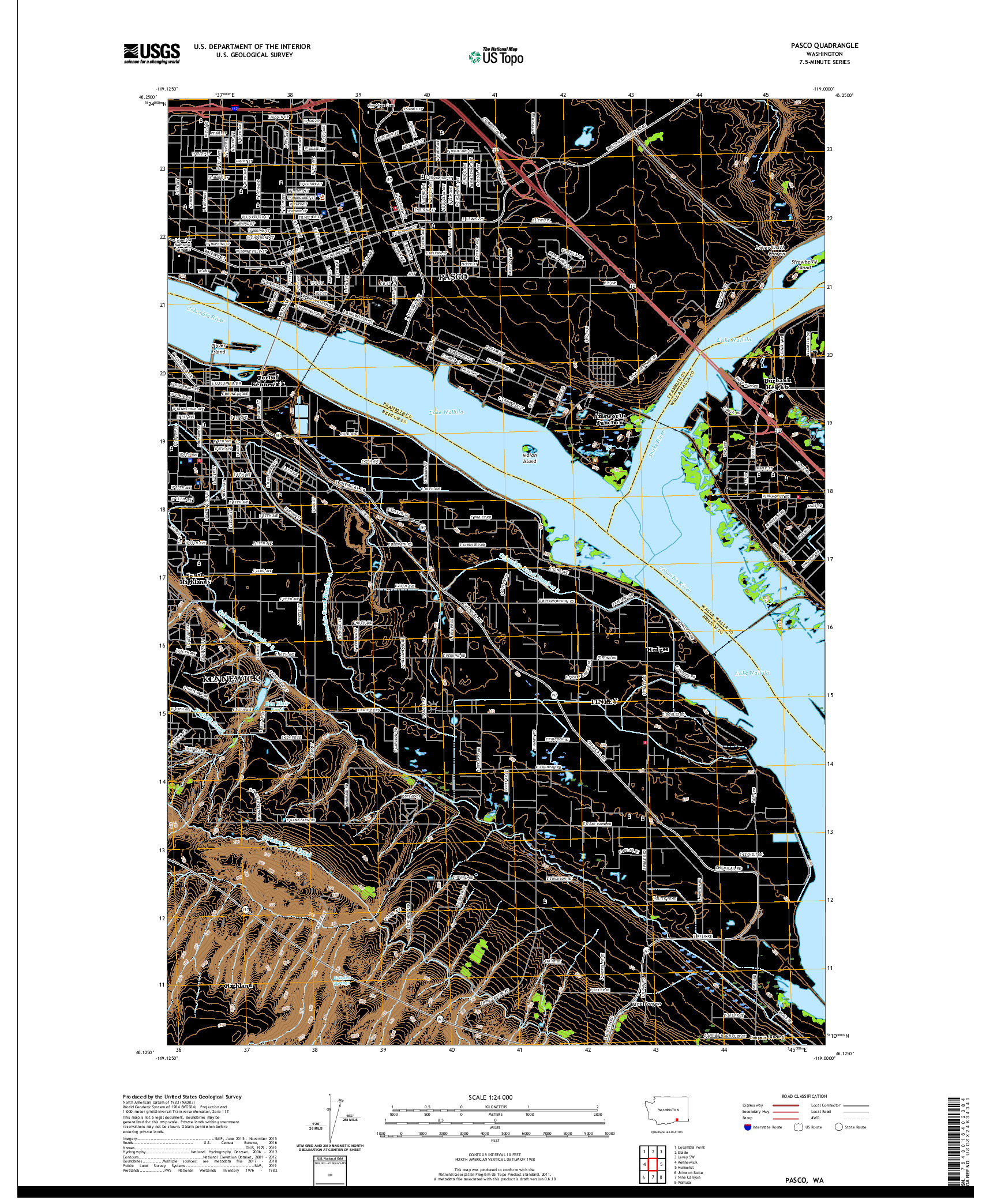 USGS US TOPO 7.5-MINUTE MAP FOR PASCO, WA 2020