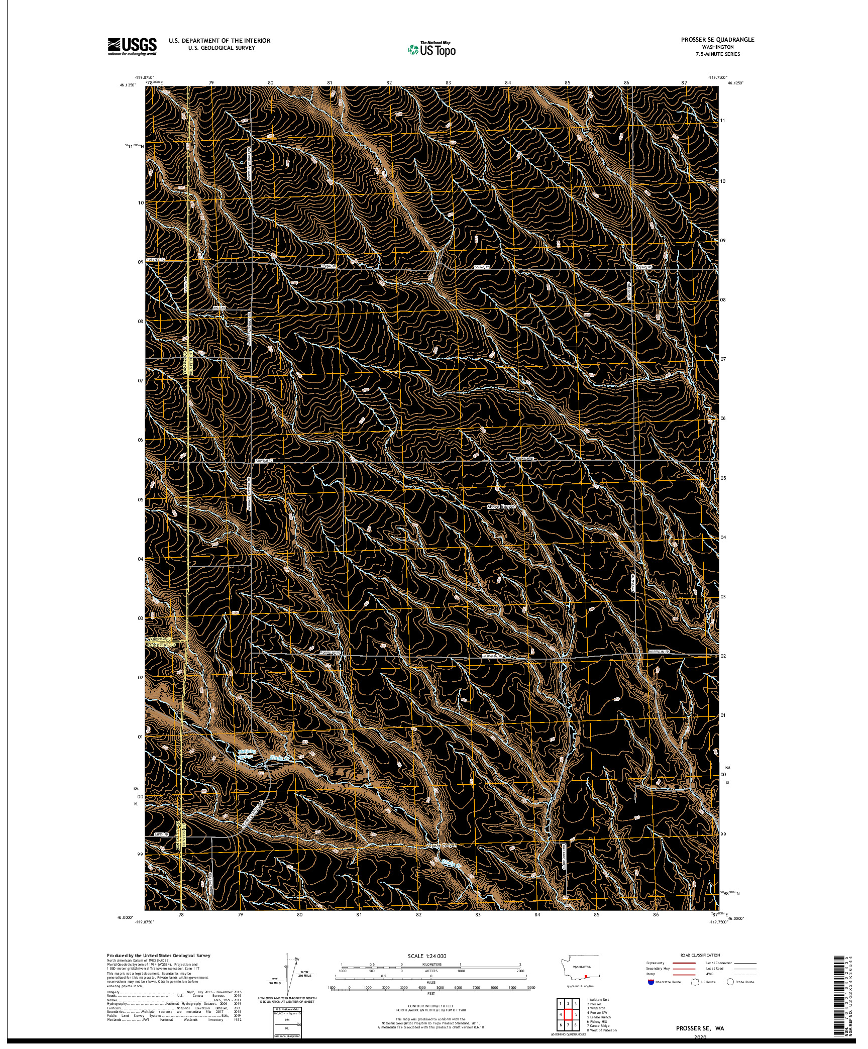 USGS US TOPO 7.5-MINUTE MAP FOR PROSSER SE, WA 2020