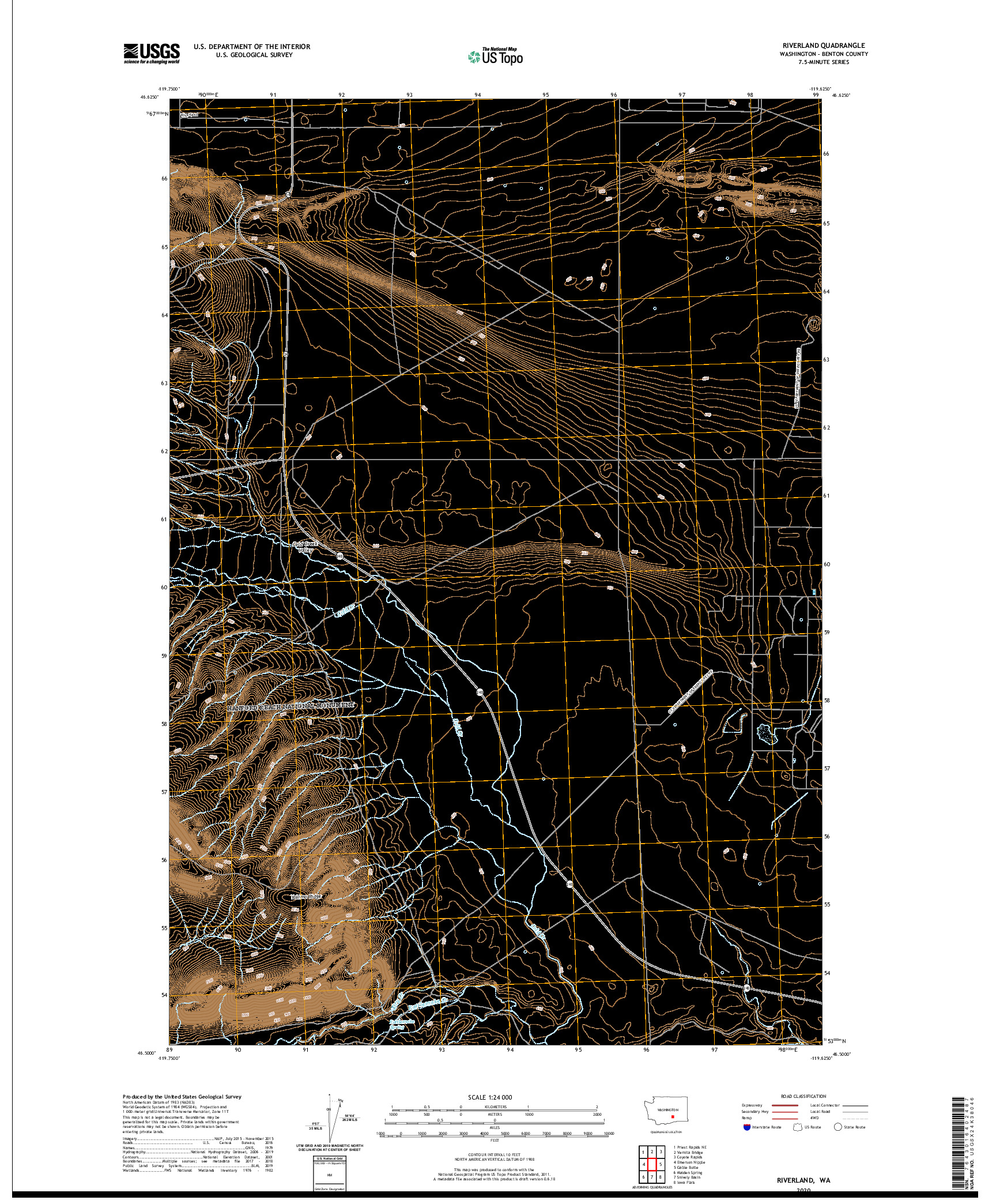 USGS US TOPO 7.5-MINUTE MAP FOR RIVERLAND, WA 2020