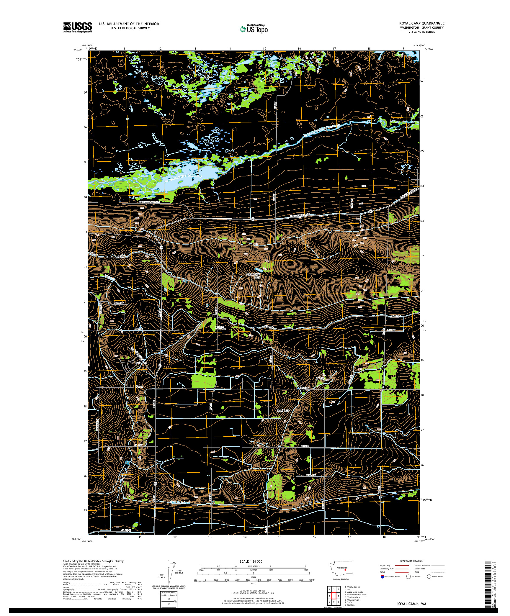 USGS US TOPO 7.5-MINUTE MAP FOR ROYAL CAMP, WA 2020