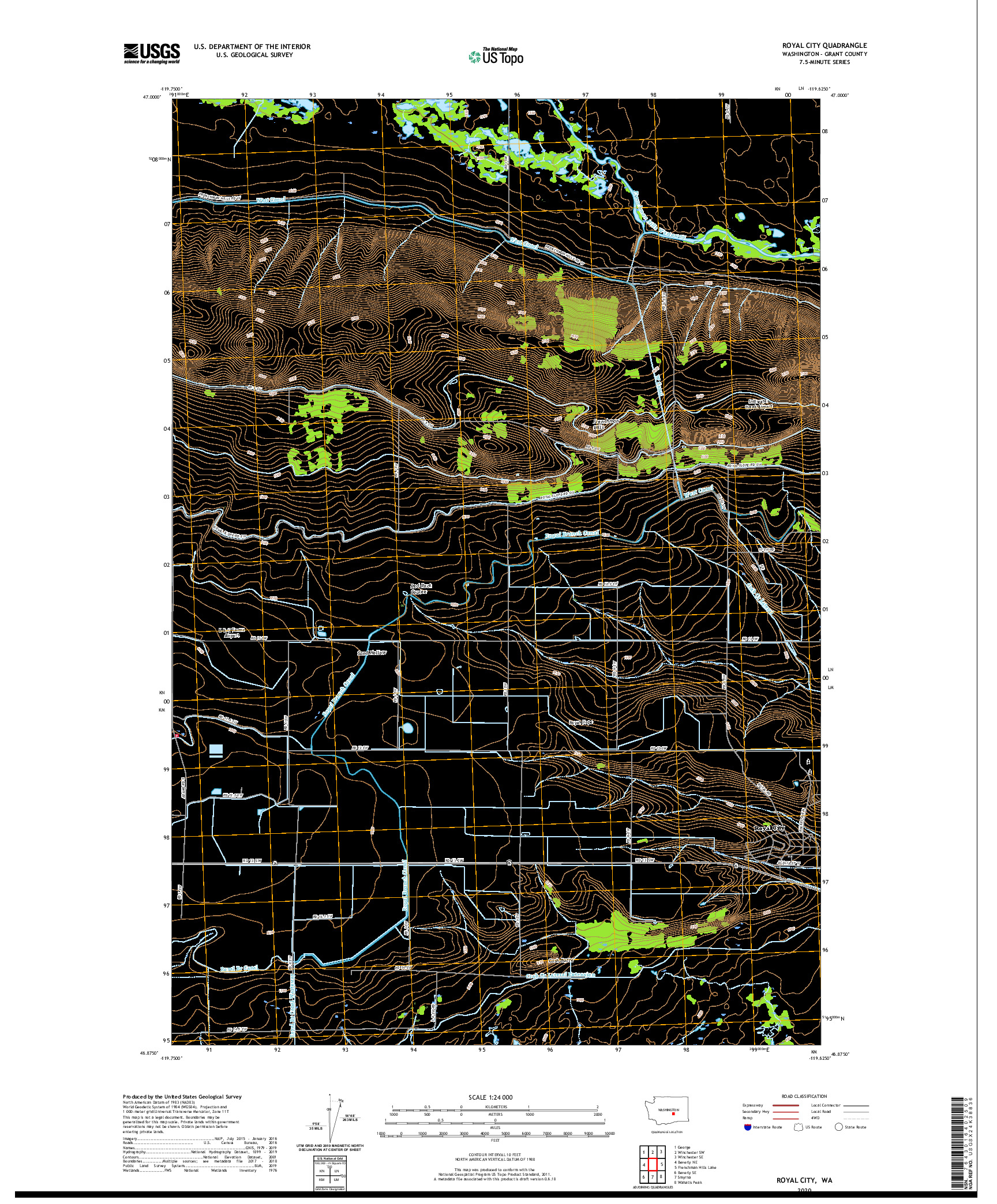 USGS US TOPO 7.5-MINUTE MAP FOR ROYAL CITY, WA 2020