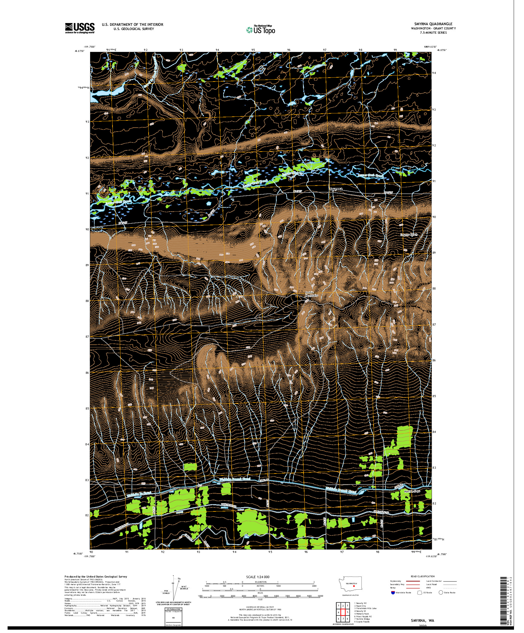 USGS US TOPO 7.5-MINUTE MAP FOR SMYRNA, WA 2020