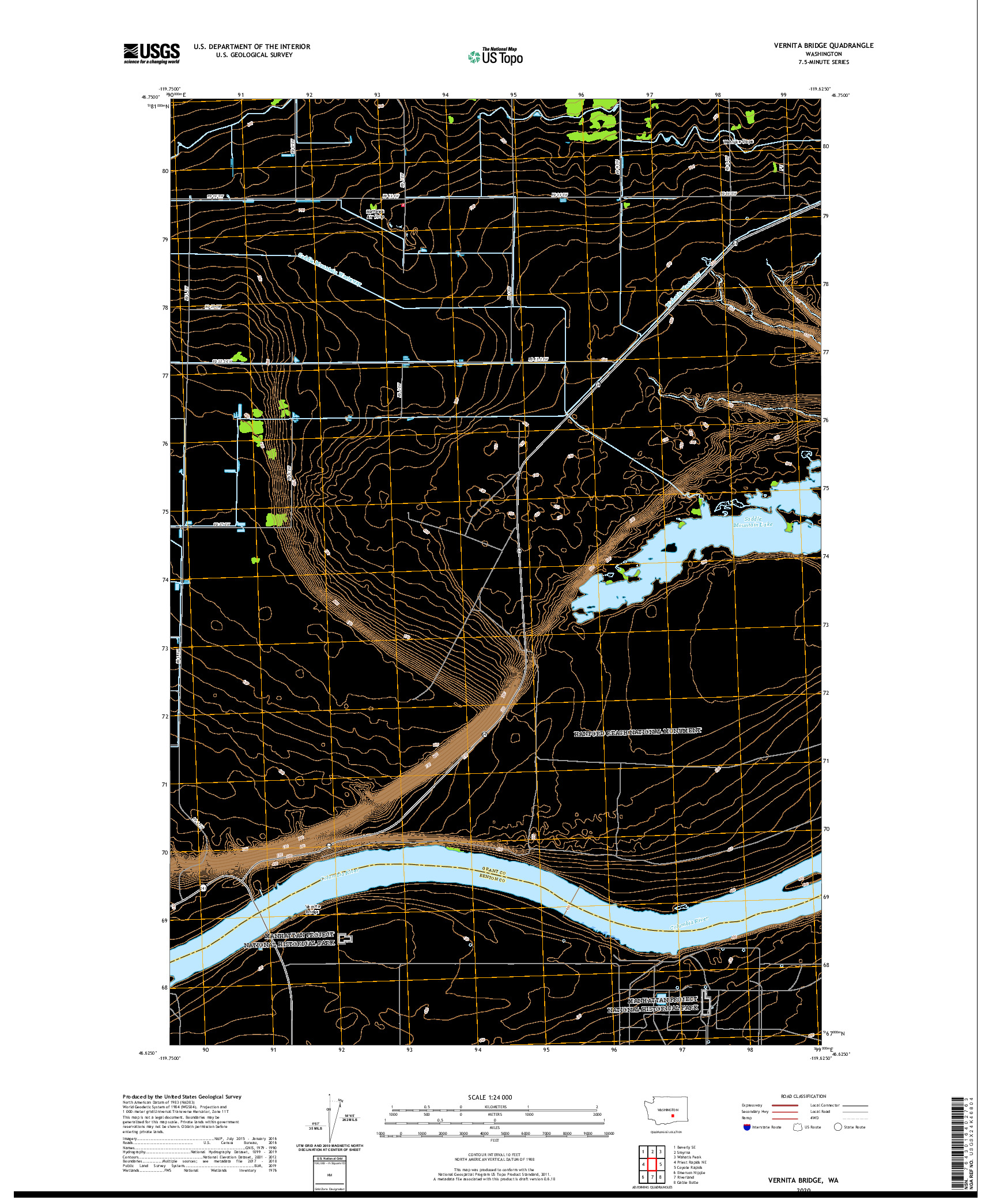 USGS US TOPO 7.5-MINUTE MAP FOR VERNITA BRIDGE, WA 2020