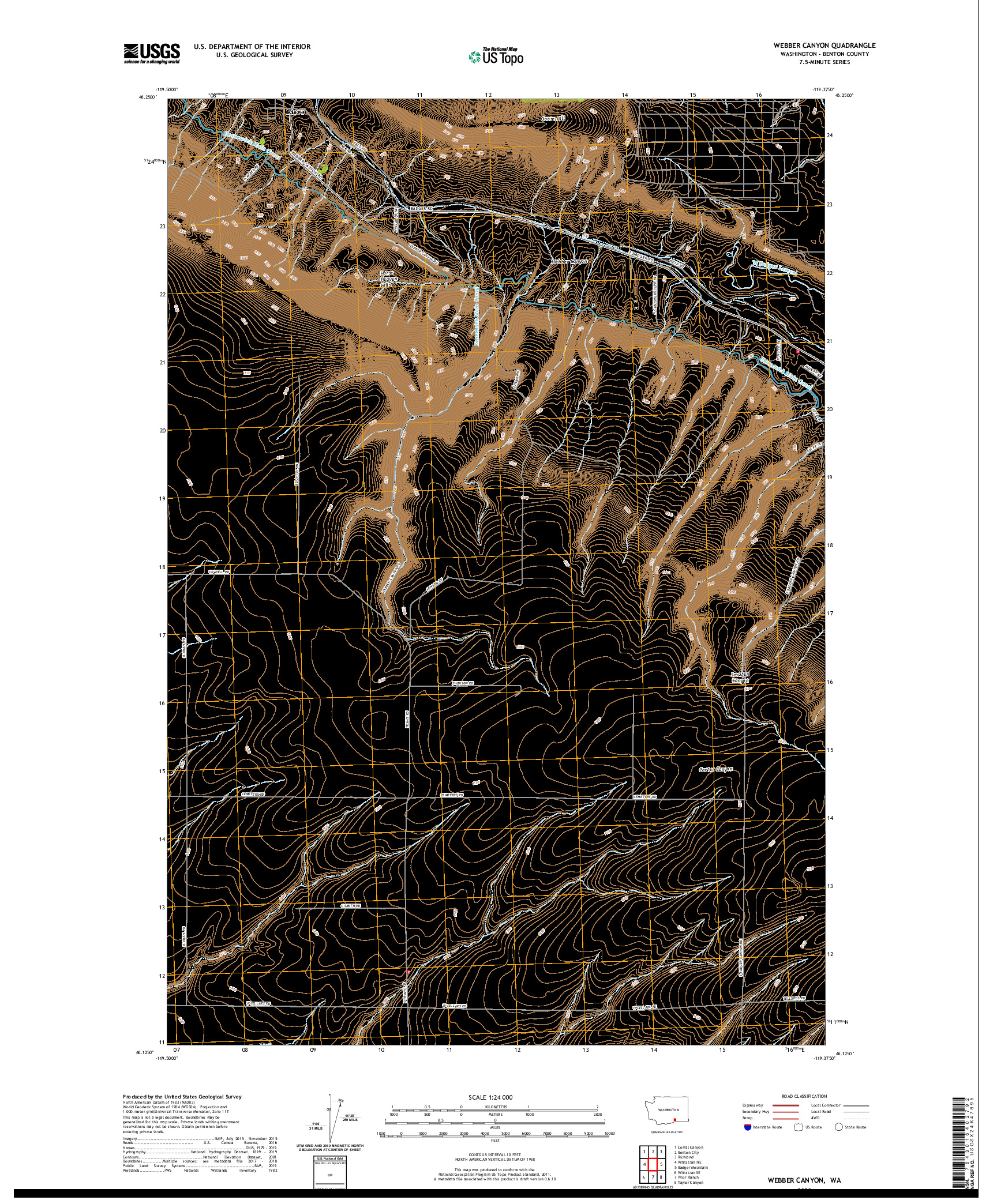 USGS US TOPO 7.5-MINUTE MAP FOR WEBBER CANYON, WA 2020