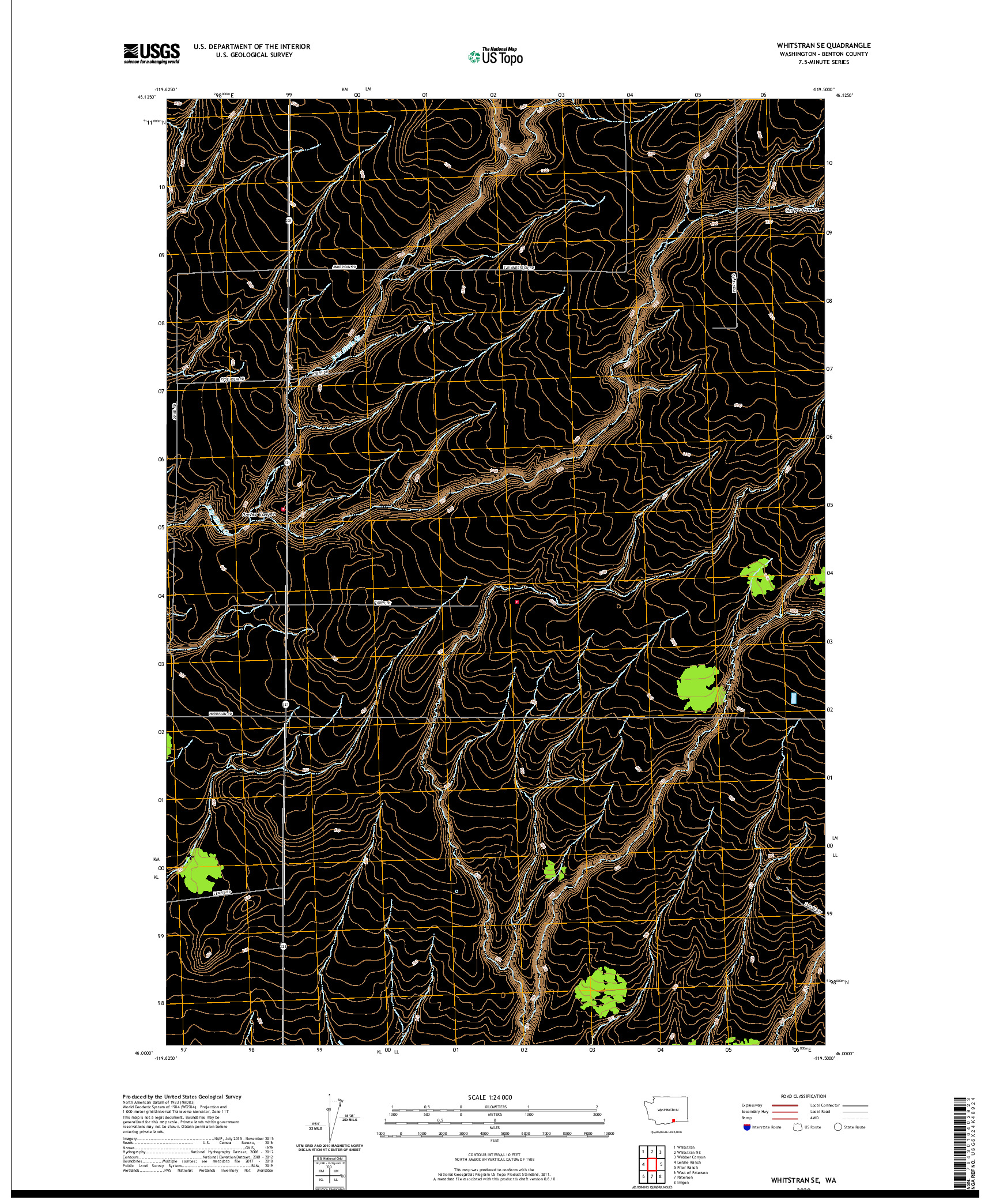 USGS US TOPO 7.5-MINUTE MAP FOR WHITSTRAN SE, WA 2020