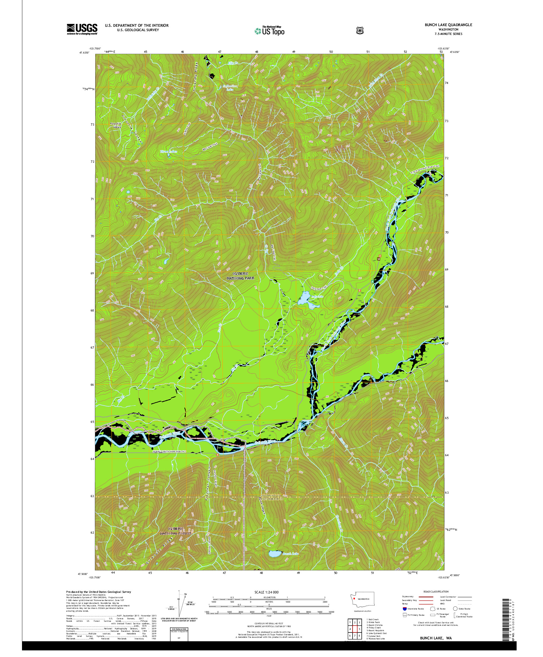 USGS US TOPO 7.5-MINUTE MAP FOR BUNCH LAKE, WA 2020