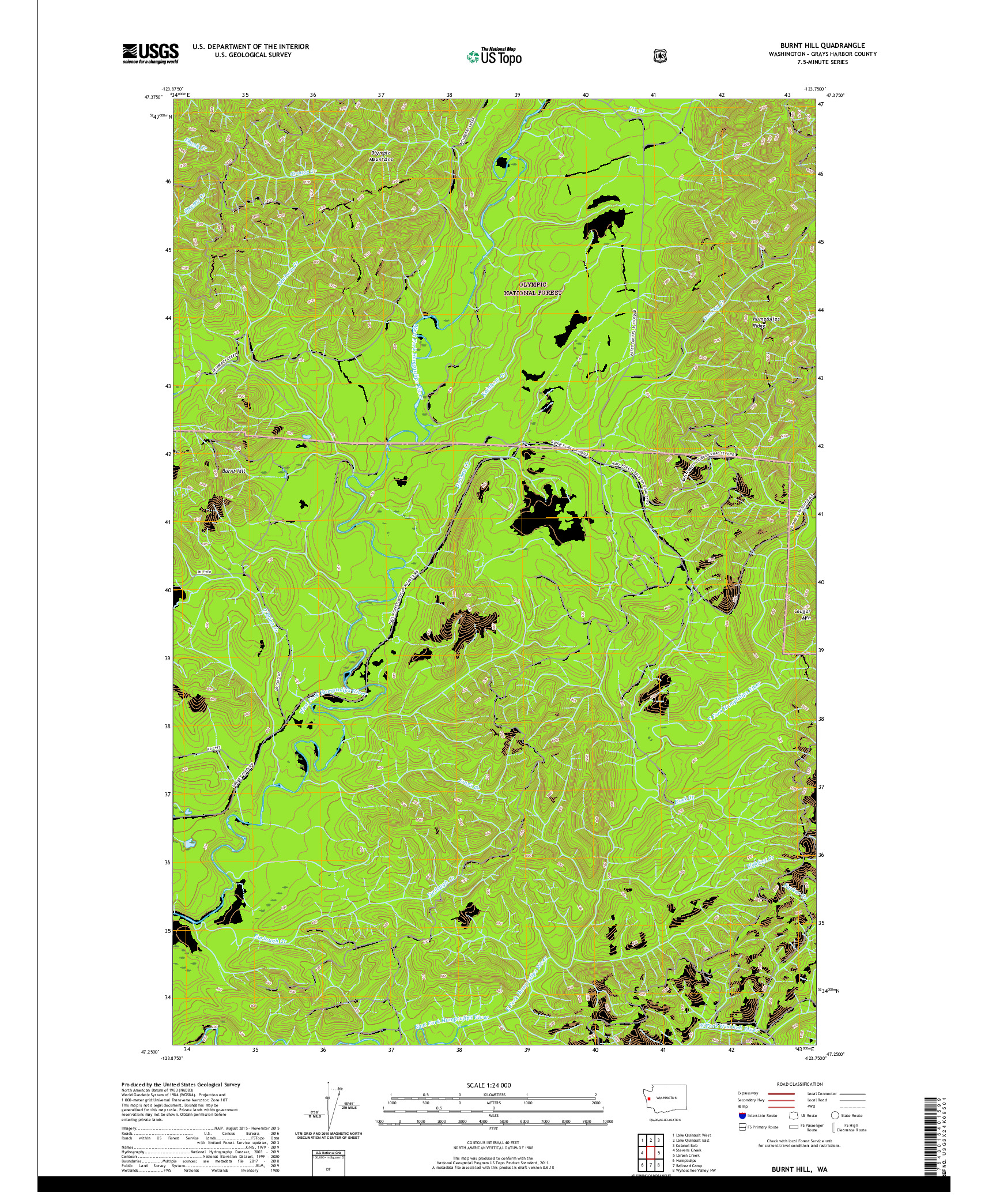 USGS US TOPO 7.5-MINUTE MAP FOR BURNT HILL, WA 2020