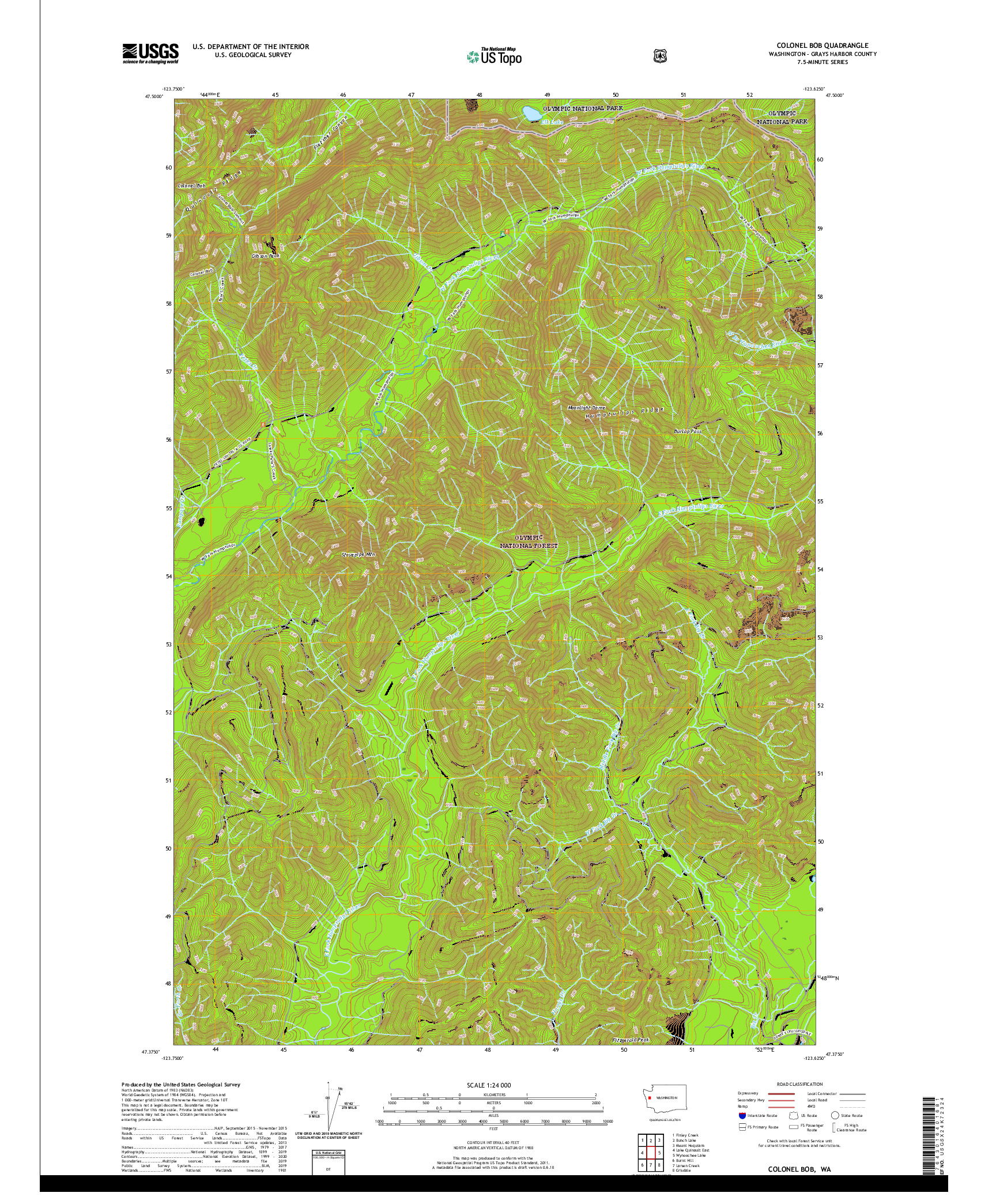 USGS US TOPO 7.5-MINUTE MAP FOR COLONEL BOB, WA 2020