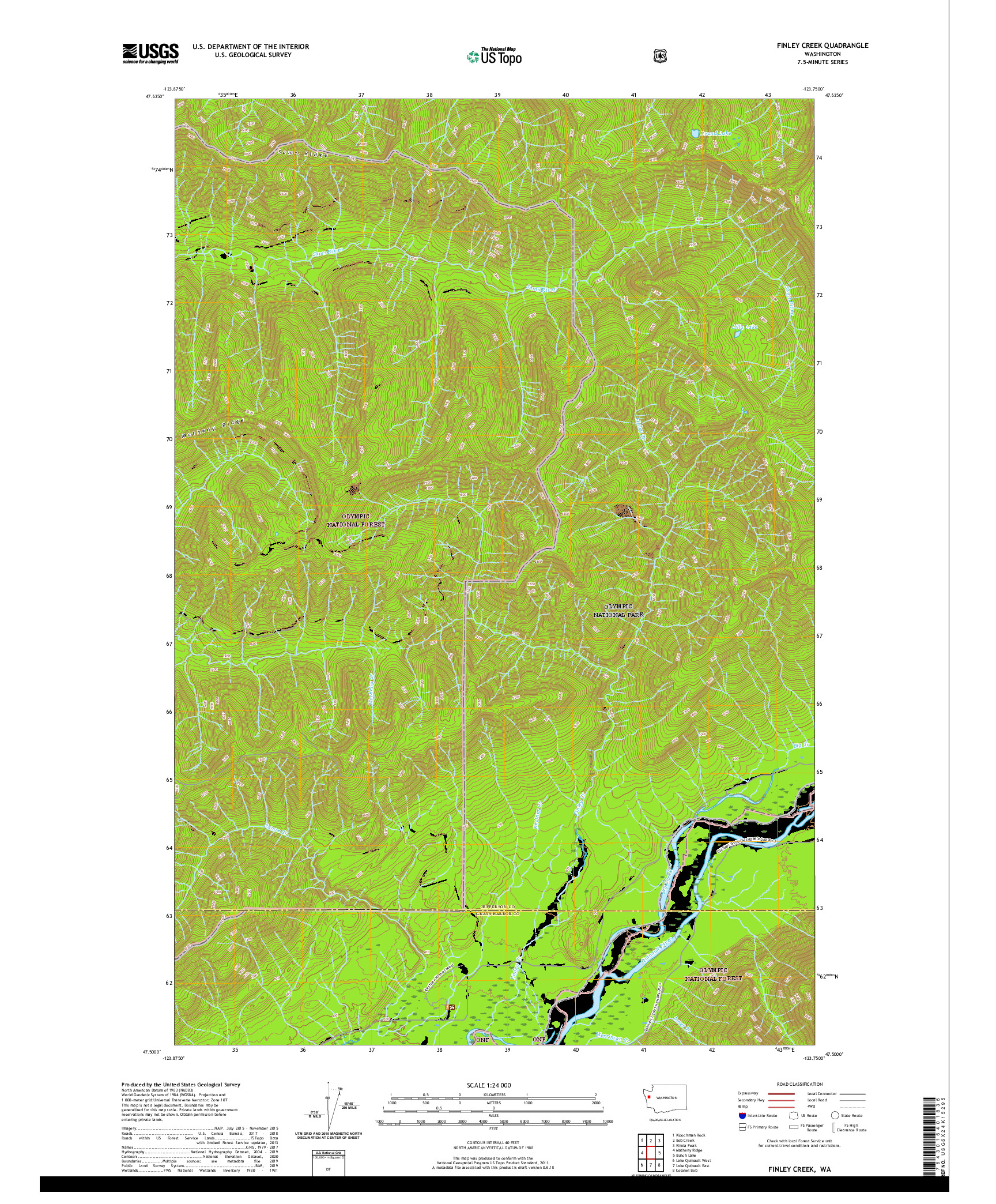 USGS US TOPO 7.5-MINUTE MAP FOR FINLEY CREEK, WA 2020