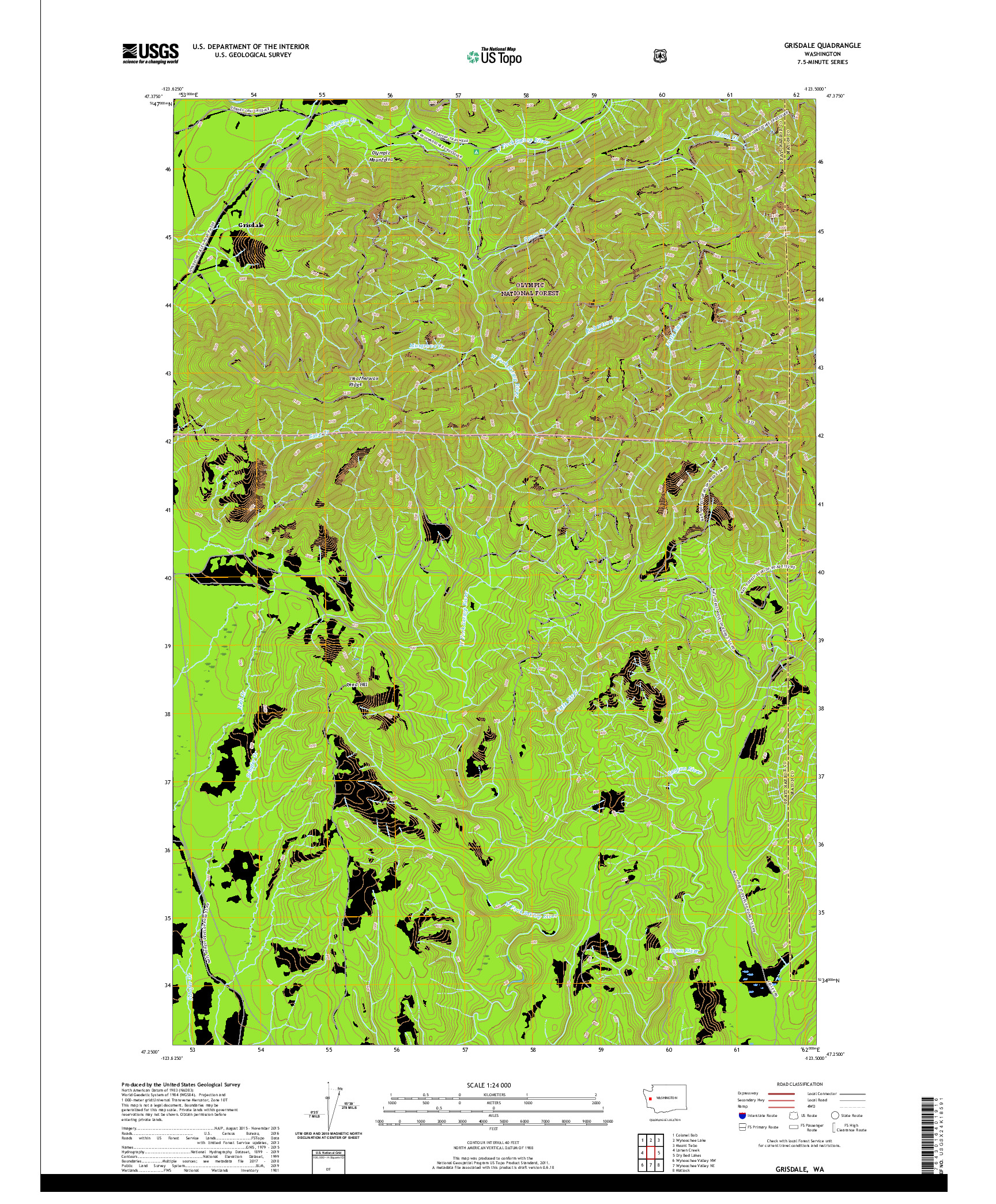 USGS US TOPO 7.5-MINUTE MAP FOR GRISDALE, WA 2020